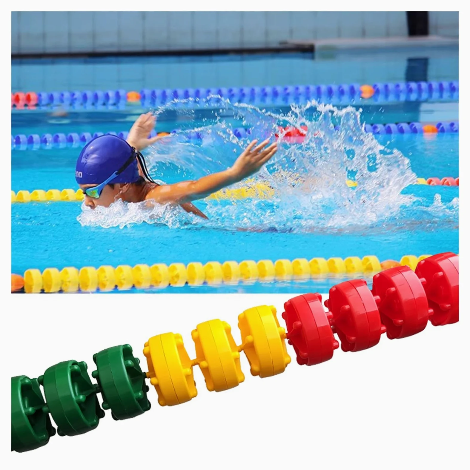 SwimmingSafety - Cuerda divisora hexagonal flotante para uso en interiores y exteriores, bola flotante que salva vidas, mejora la seguridad y el disfrute