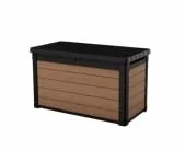 Keter Cortina - Arcón exterior, Baúl almacenaje, Capacidad 380L, Resina, Color marrón, Ordenación jardín y terraza, 123x62x71 cm