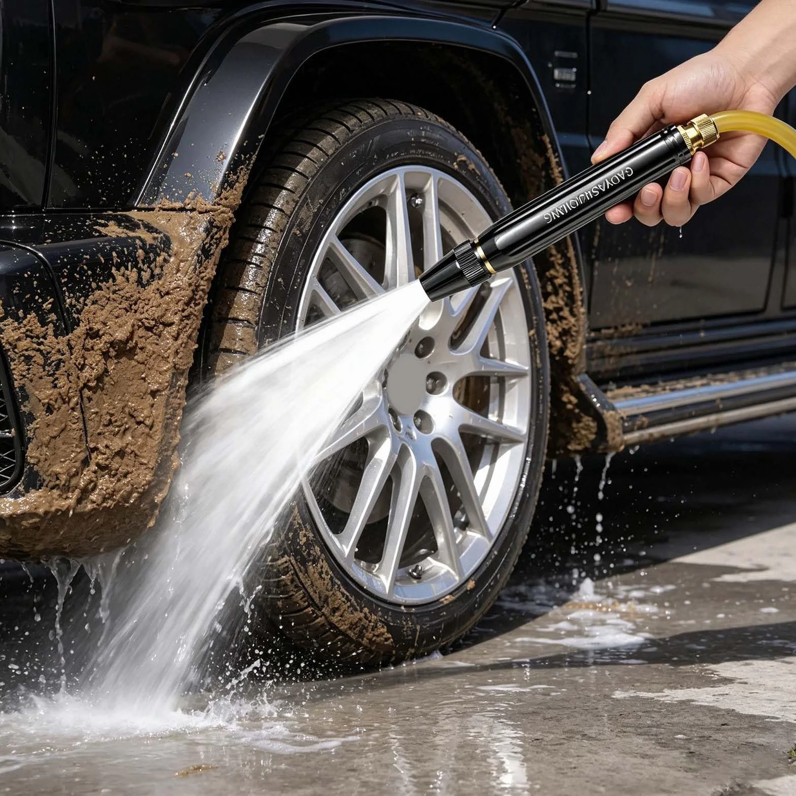 Genérico Pistola De Agua a Presión para Lavado De Autos con Boquilla De Refuerzo Y Manguera, Pistola De Agua Ajustable De Alta Presión para Lavado De Automóviles, Jardinería, Limpieza De Patio,A