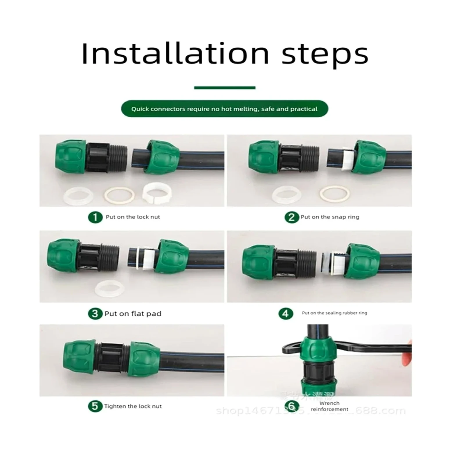 2 tubos de PVC PE de 20/25/32 mm, conector rápido reforzado, sistema de riego agrícola, válvula de accesorios de tubería de agua de pulverización de jardín (oro, 25 mm)