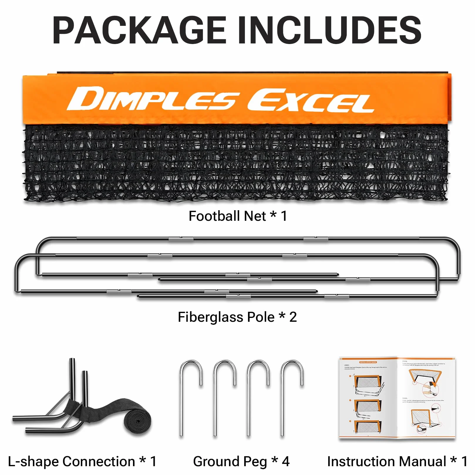 Dimples Excel Portería de Fútbol Infantil Pop-Up Plegable Set de 1 o 2 con Balón Bomba y Conos