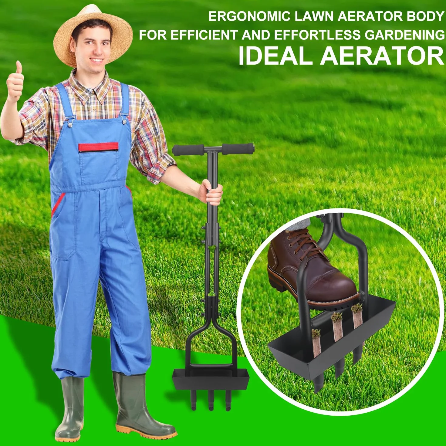 Aireador de césped - Herramienta de extracción de núcleos de aireador de césped con Bandeja de Almacenamiento de núcleo de Suelo Aireador de núcleo Manual para el Cuidado del jardín