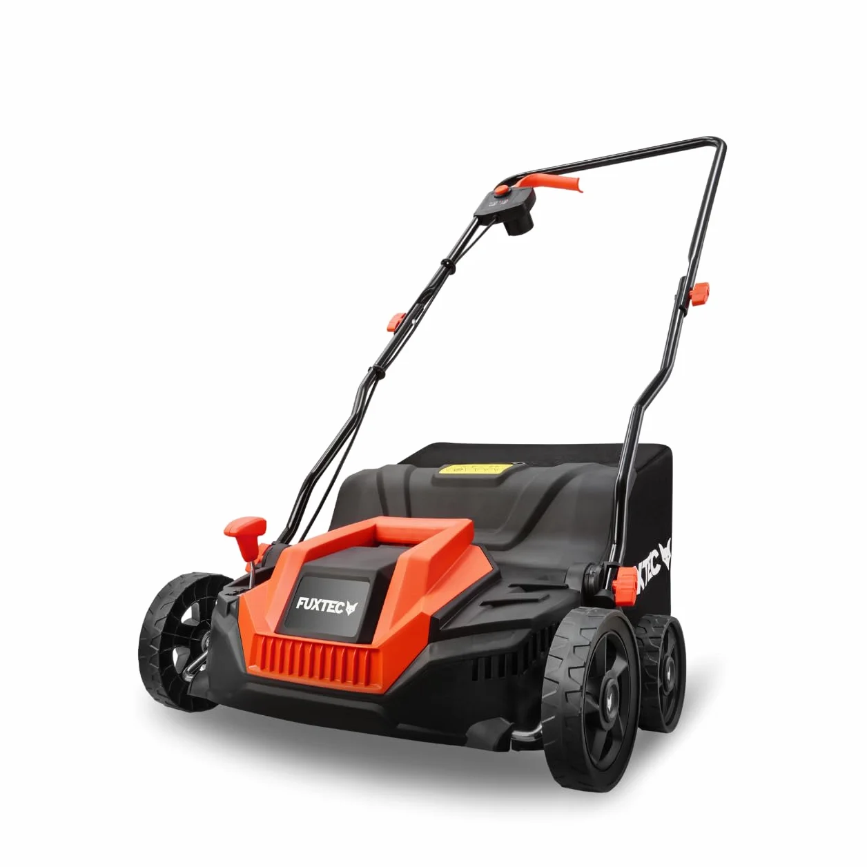 FUXTEC Escarificador Eléctrico FX-EV320ECO, aireador de césped con 1300 W de Potencia, Ancho de Trabajo de 32 cm y ajustes de Profundidad de -12 a +10 mm, Saco recogedor de 40 L