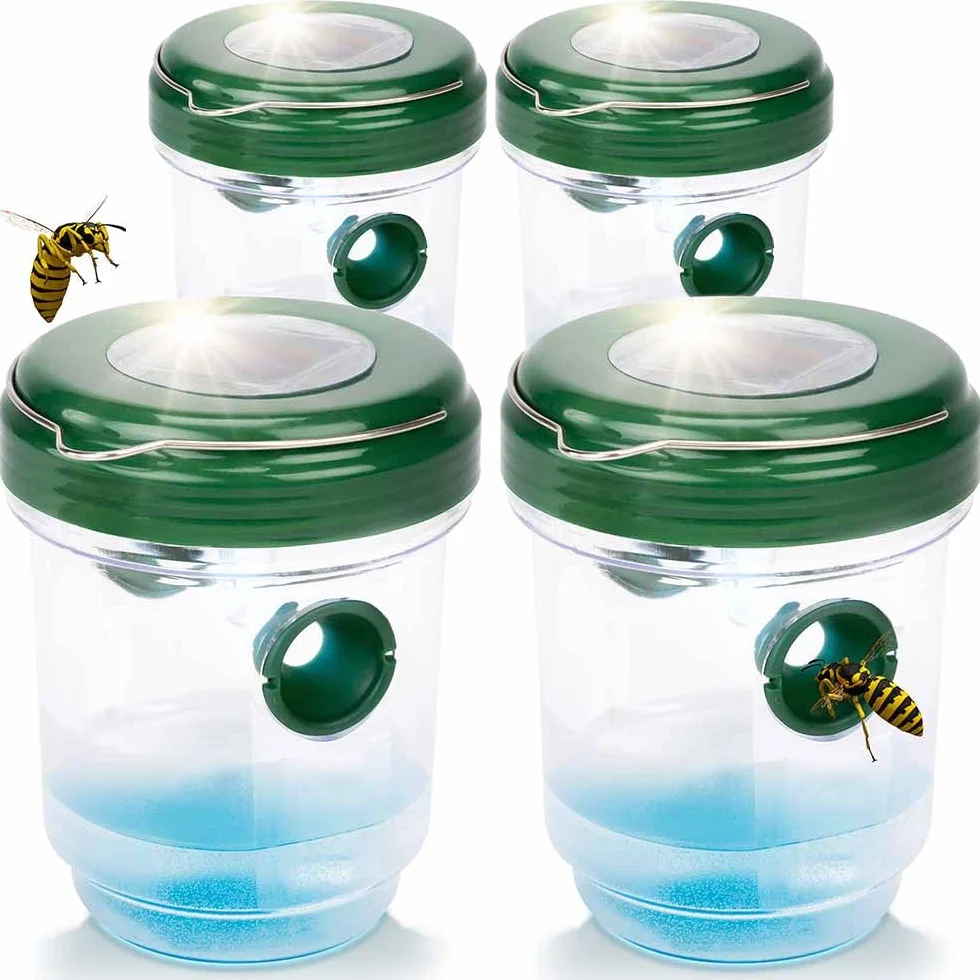 Gardigo® 2en1 Trampa Avispas Exterior y Antimosquitos Juego de 4 | con Luz LED | Atrapa Insectos | Anti Mosquitos | Trampas para Avispas | para Exterior