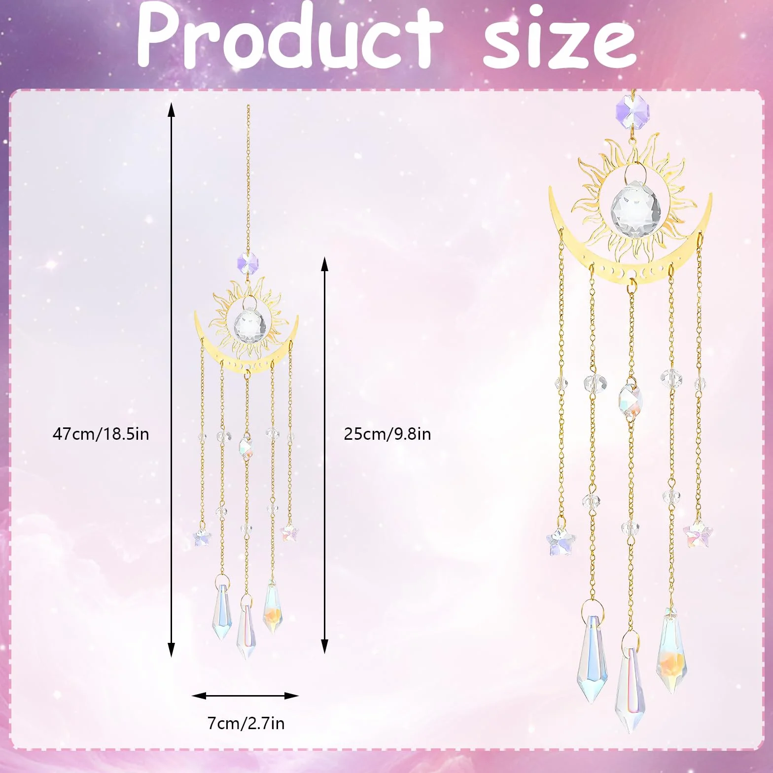 Atrapasol de Cristal, Decoración Boho para Ventana, Salón, Dormitorio y Jardín, 47 cm