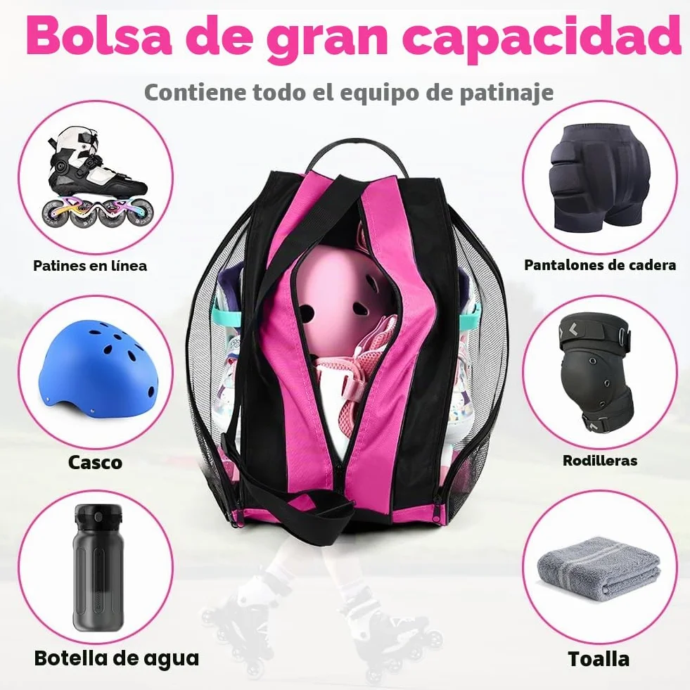 Bolsa para Patines flintronic, Mochila Patines en Linea 4 Ruedas con Correa Ajustable, 3 Compartimentos