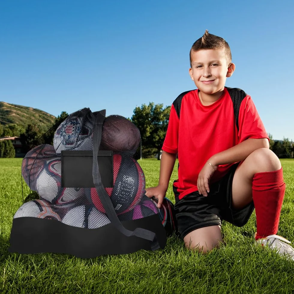 Bolsa para balones de fútbol 76x102 cm malla 8-15 balones con cordón y correa