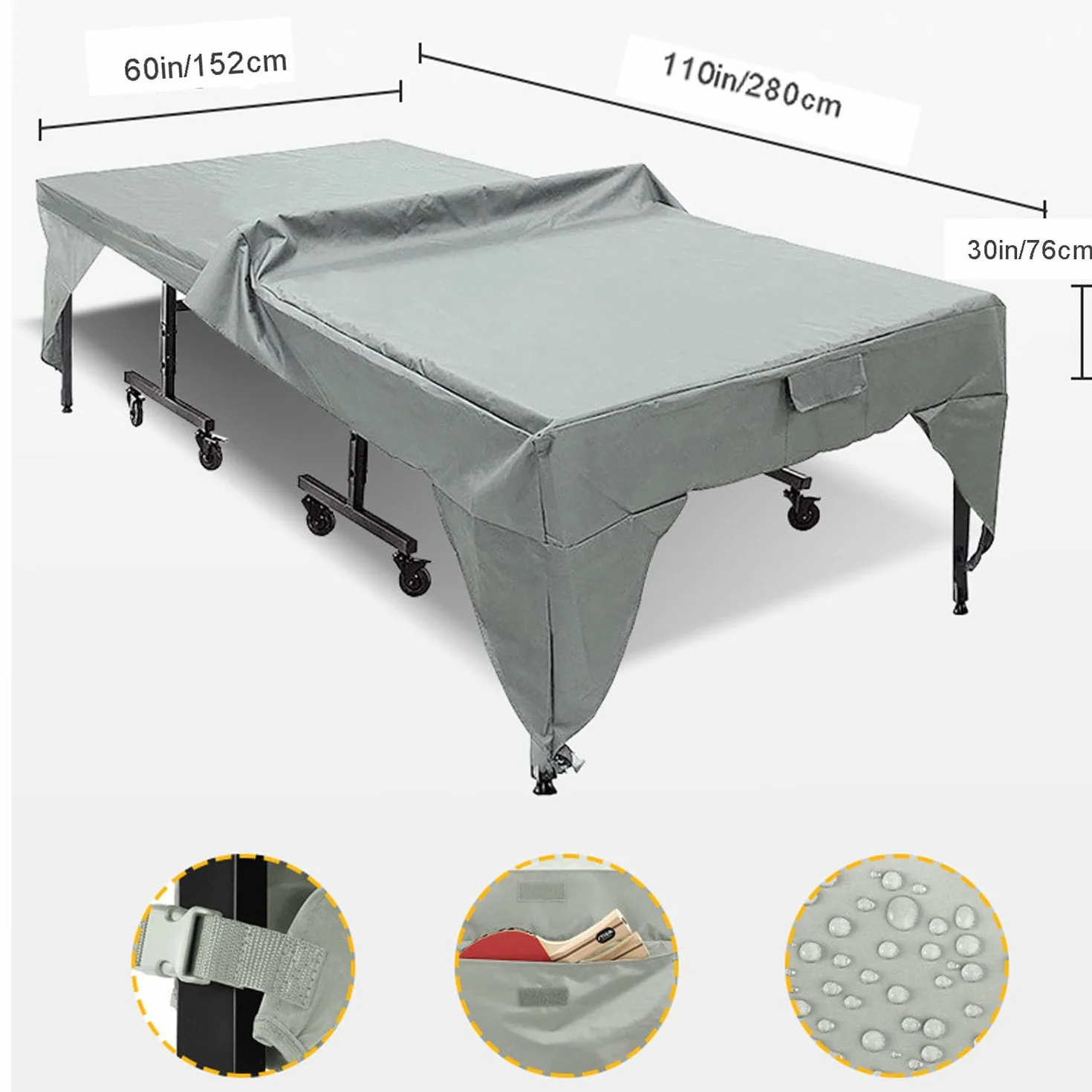 Funda de Mesa de Tenis de Mesa Impermeable Oxford 210D 280x152x73cm Verde