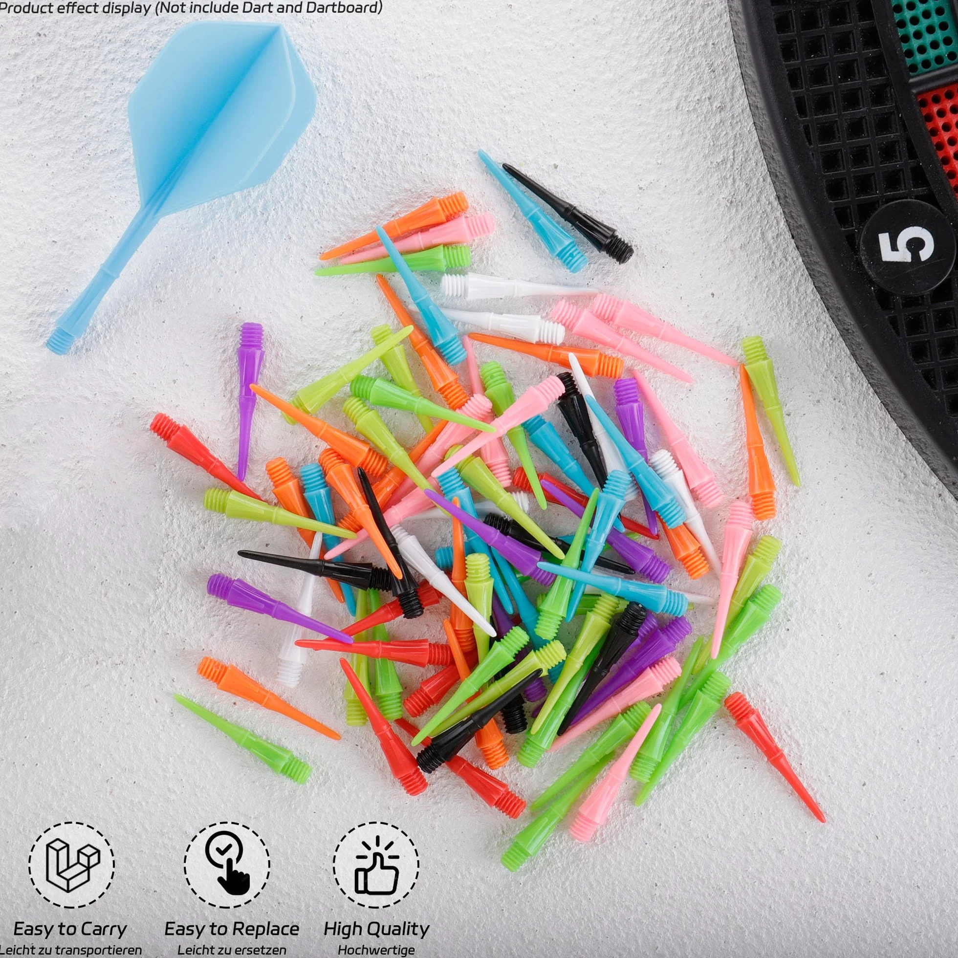 CyeeLife Punta de Dardos 100 Piezas 2BA Hilo Soft Tips Plástico 8 Colores