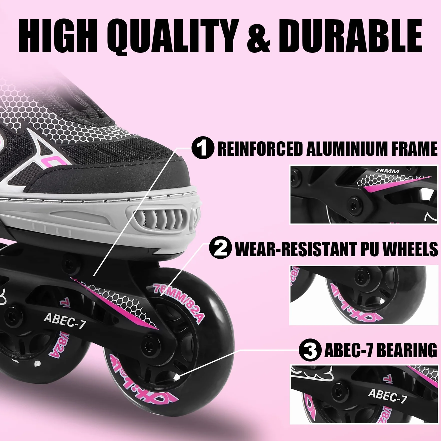 Hikole Adjustable Inline Skates Size 4-16 for Women Men Teens Beginners