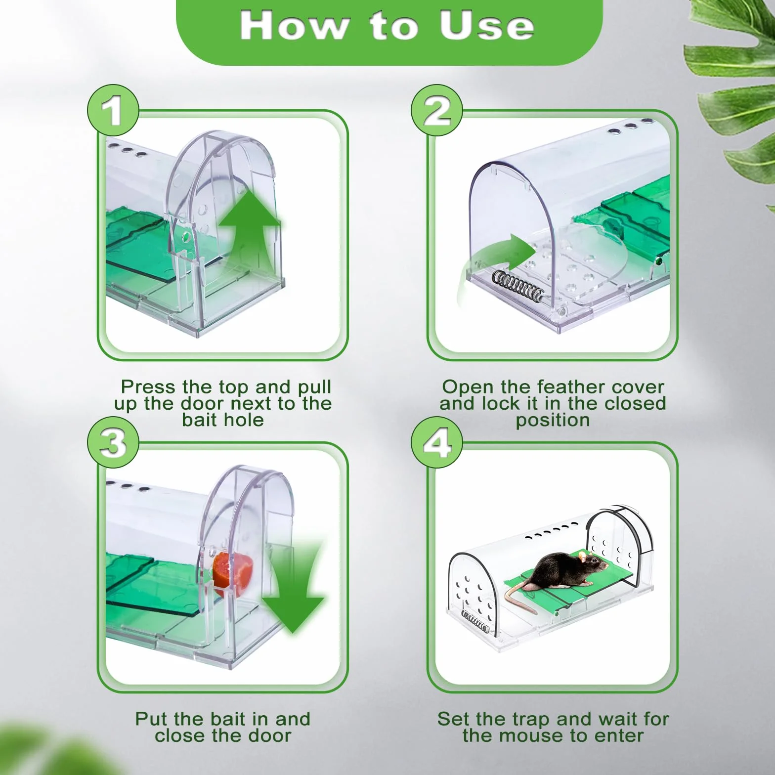 Trampas para Ratones Vivos Pequeños, 2PCS Trampas Ratas Interior Exterior Reutilizable, Ratonera Rata Viva con Orificio de Aire para Cocina Jardín Hogar Ático Garaje, Amigable con Mascotas y niños