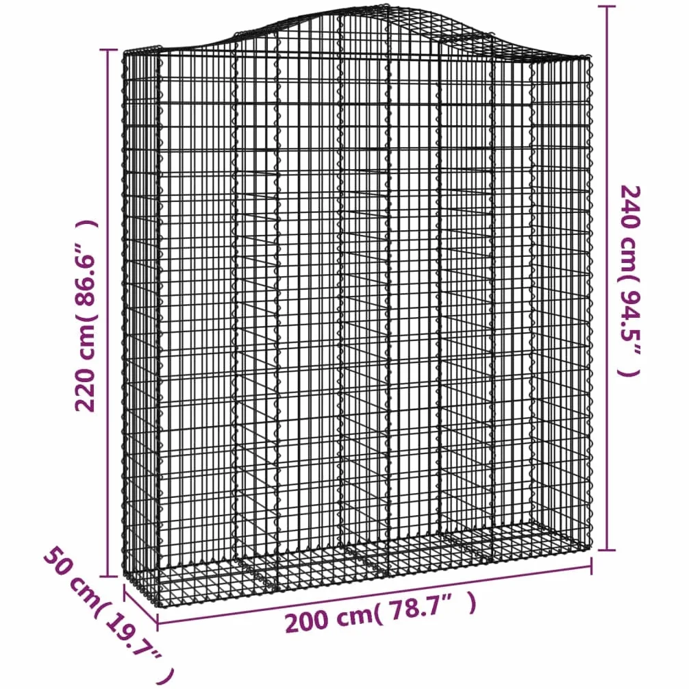 Cestas de gaviones galvanizadas como protección visual con arco alto para barreras de jardín y paredes de gaviones insonorizadas de acero, 9 unidades, gaviones decorativos para exteriores y