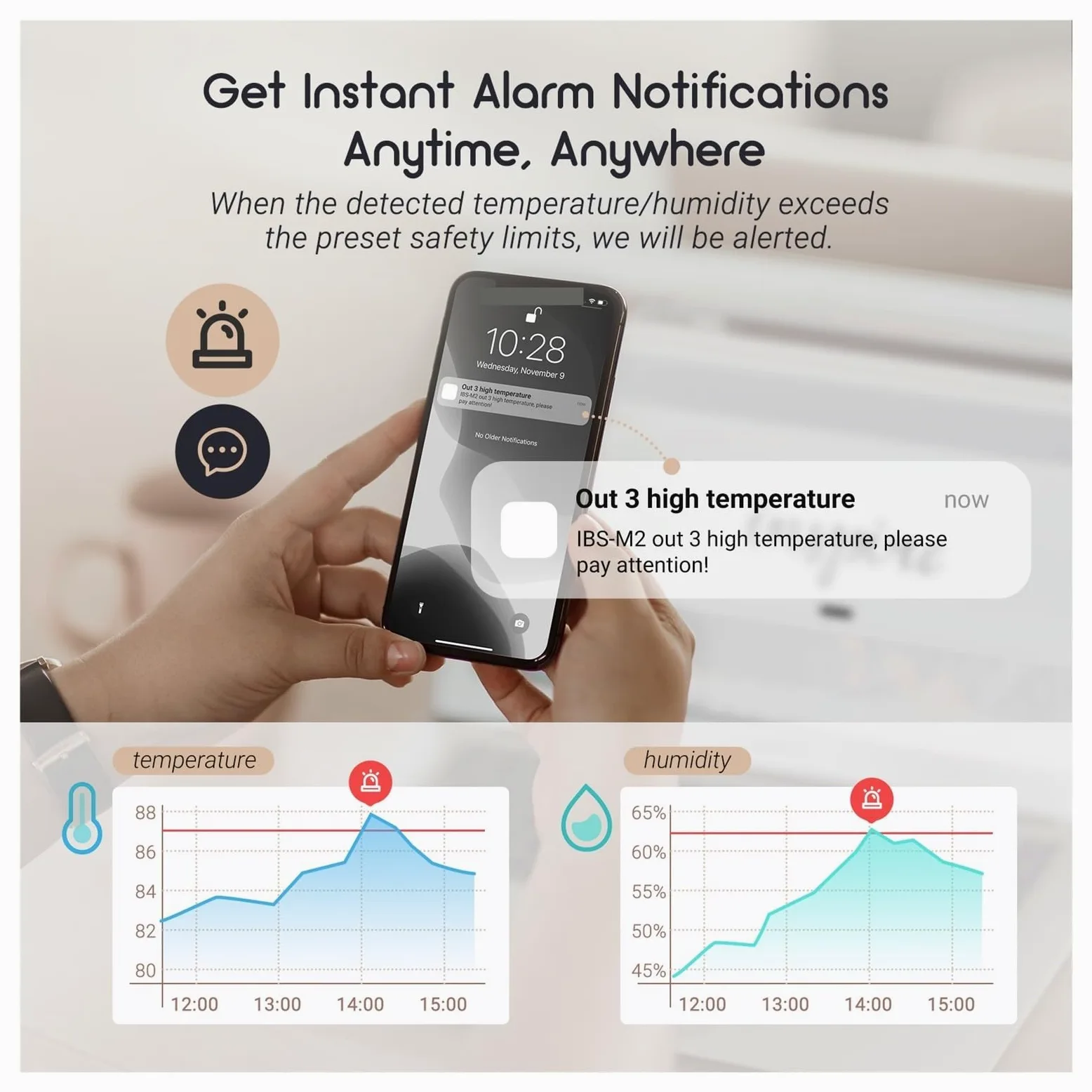Genérico Termohigrómetro inalámbrico Inteligente, termómetro e higrómetro, Sensor de Temperatura y Humedad, Puerta de Enlace WiFi M2, estación meteorológica doméstica IBS-TH2