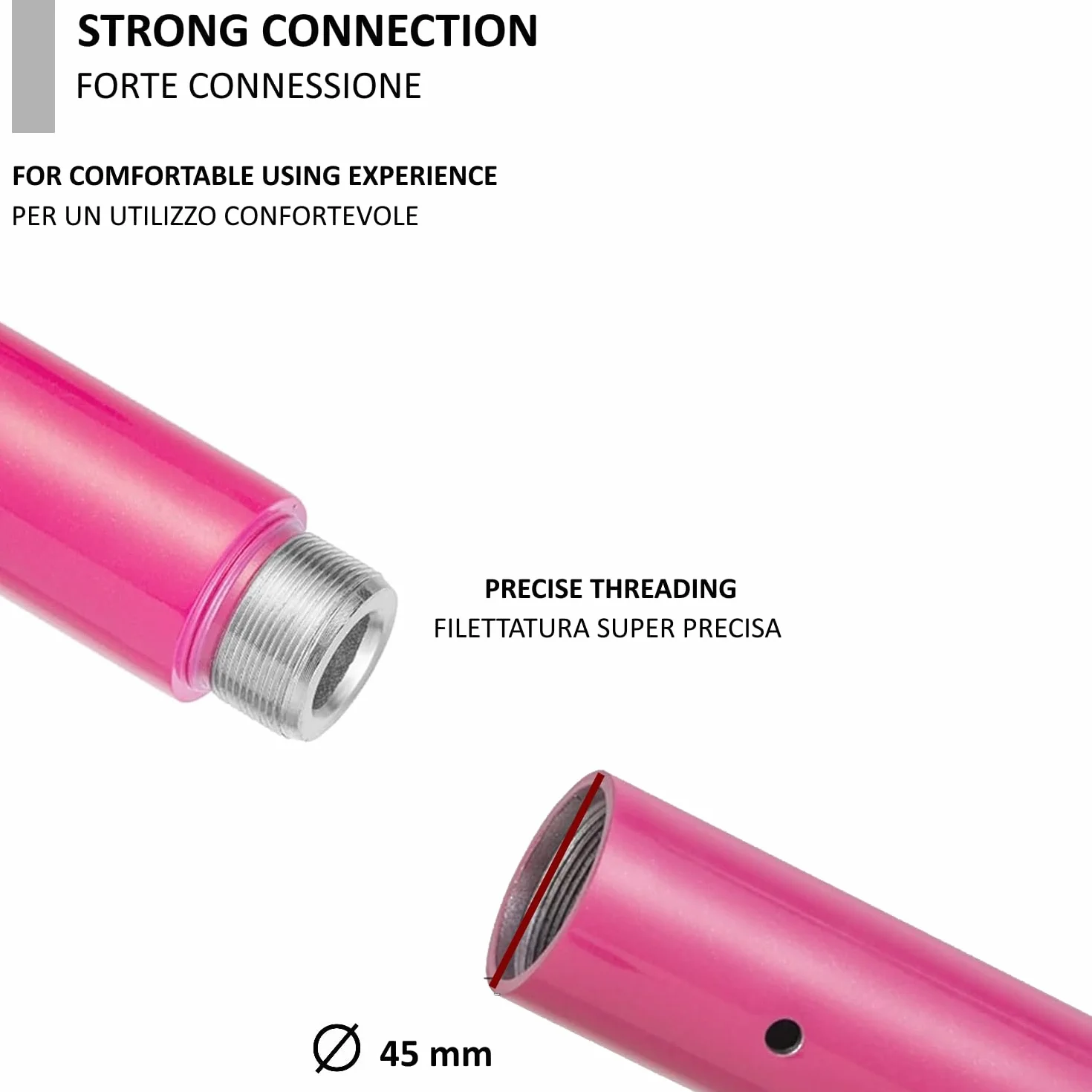 Palo Pole Dance de Acero con Revestimiento de Silicona Rosa 2 Modos Estático y Spinning Kit Ajustable