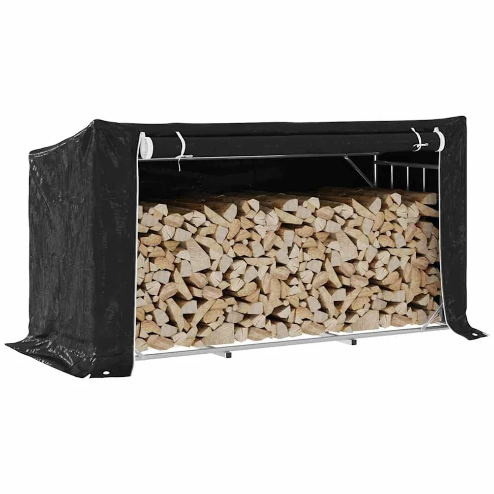 Estantería para leña de acero galvanizado con protección contra la lluvia, 200,5 x 80,5 x 110,5 cm, para guardar leña y leña exterior, con cubierta impermeable
