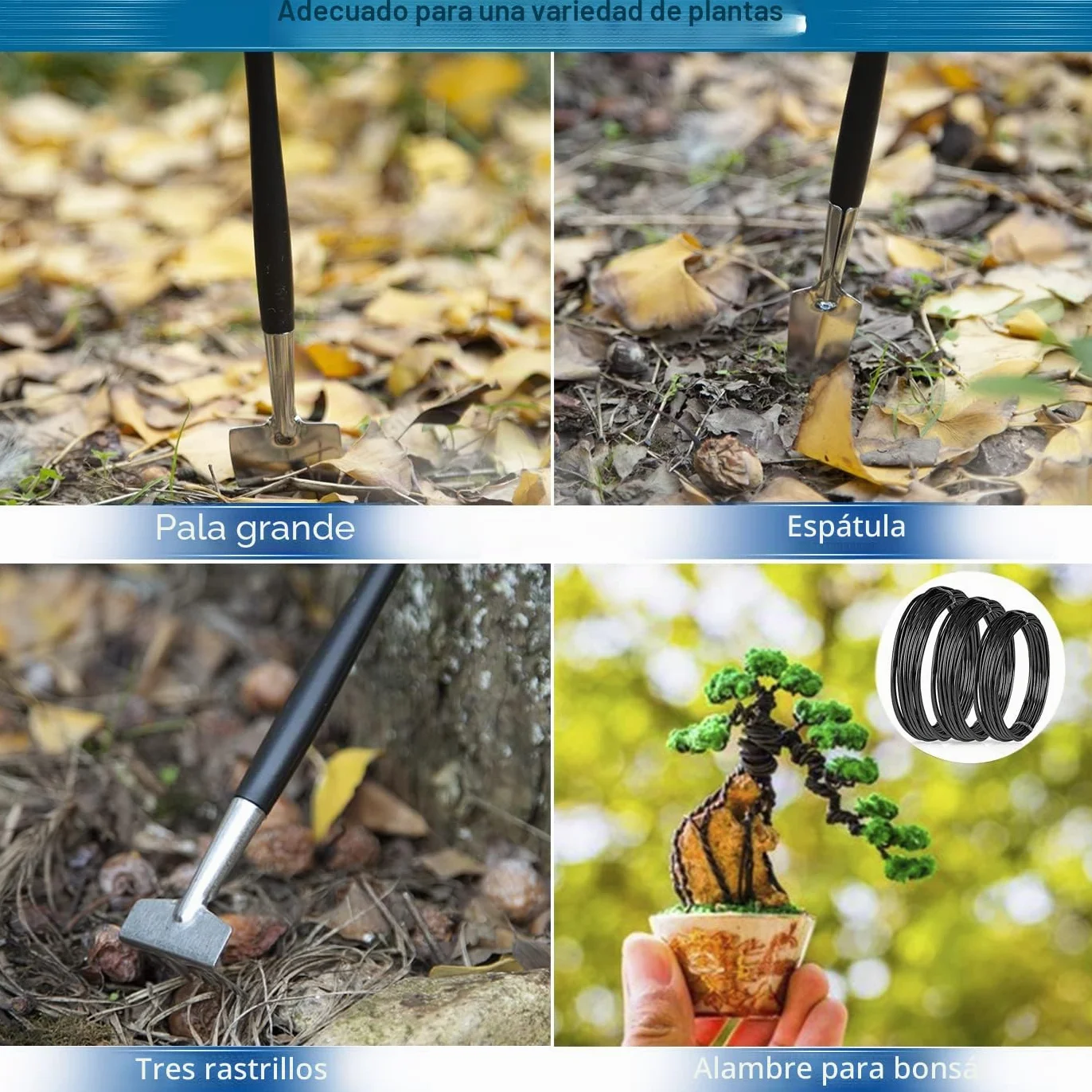 DEWINNER Juego de Herramientas de bonsái, Juego de Herramientas de bonsái, Juego de 24 Piezas de Herramientas de Mano de jardín Incluye Tijeras de poda, Tijeras de bonsái de Acero al Carbono
