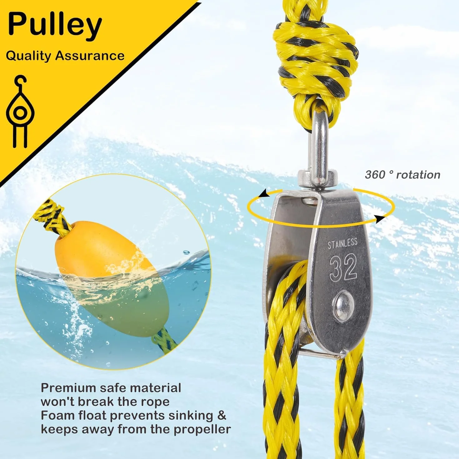 Arnés de remolque resistente para deportes acuáticos con anillos en D, barco, tubo, esquí acuático, wakeboard