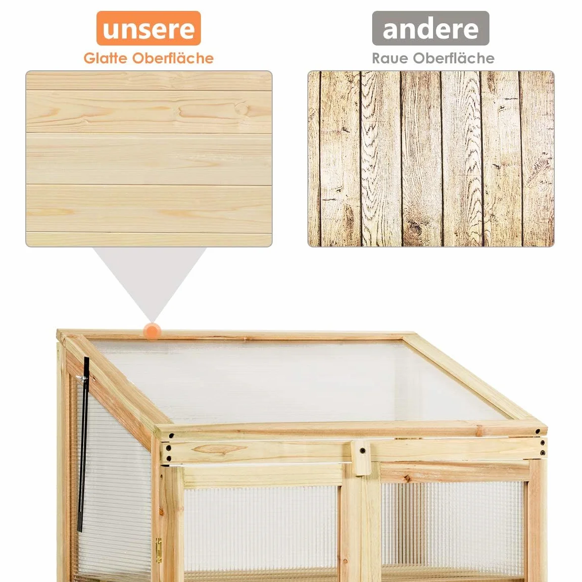 FANTASK Invernadero de Madera de 3 Pisos, Resistente a la Intemperie, Invernadero con 2 Puertas y Tapa, Ventana de policarbonato, Cama para Plantas, Armario de cría de Invernadero, 60 x 45 x 100 cm