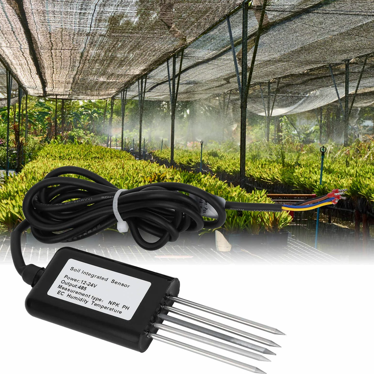 Probador de Sensor de EC de Suelo, RS485 5 Pines, Sensor de Temperatura y Humedad de pH NPK del Suelo, Sensor de EC de Temperatura y Humedad, Detector de conductividad, Sensor multiparámetro