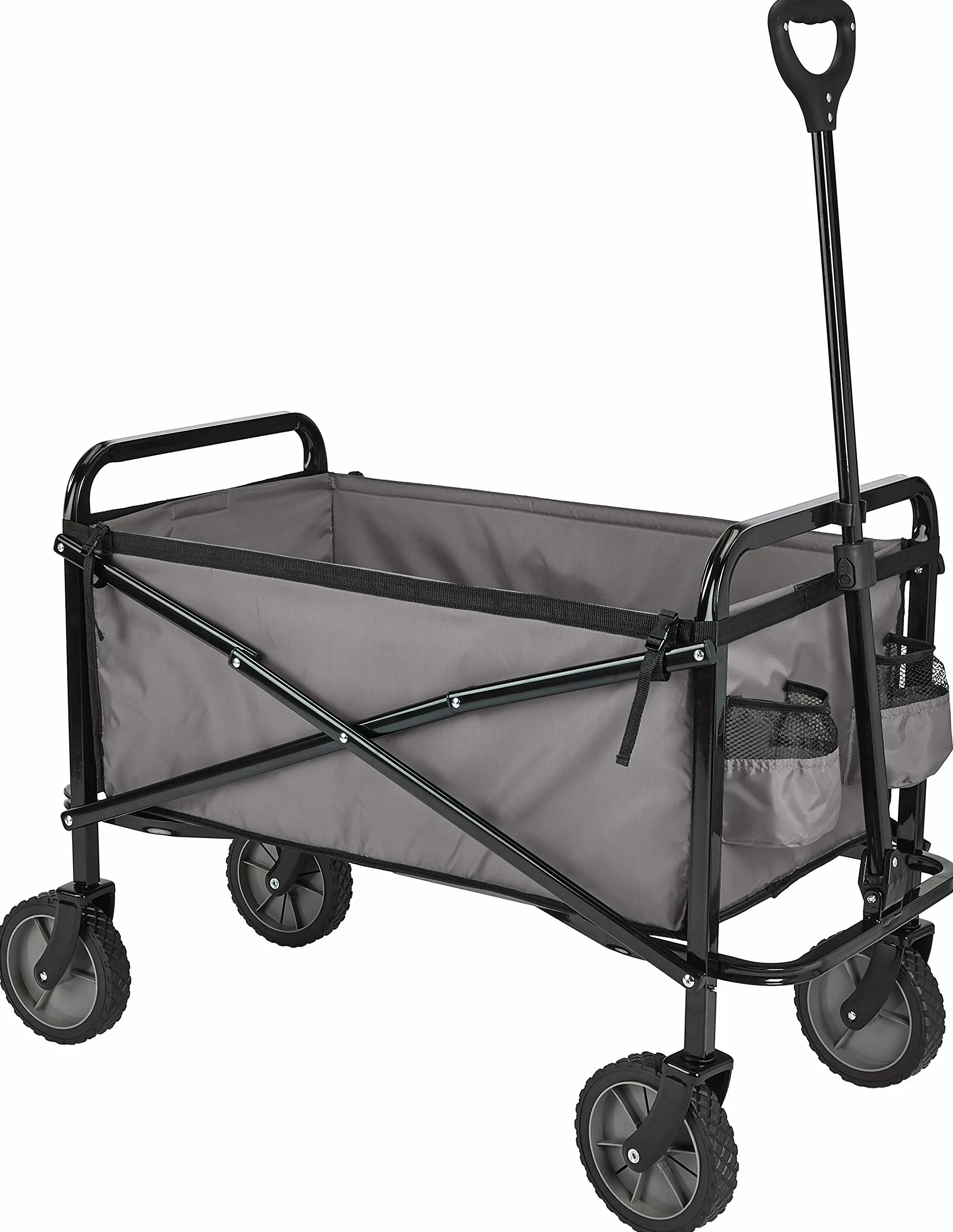 Amazon Basics Carreta plegable para jardín y aire libre con bolsa de cubierta, 70.1 x 103.89 x 50.8 cm, gris