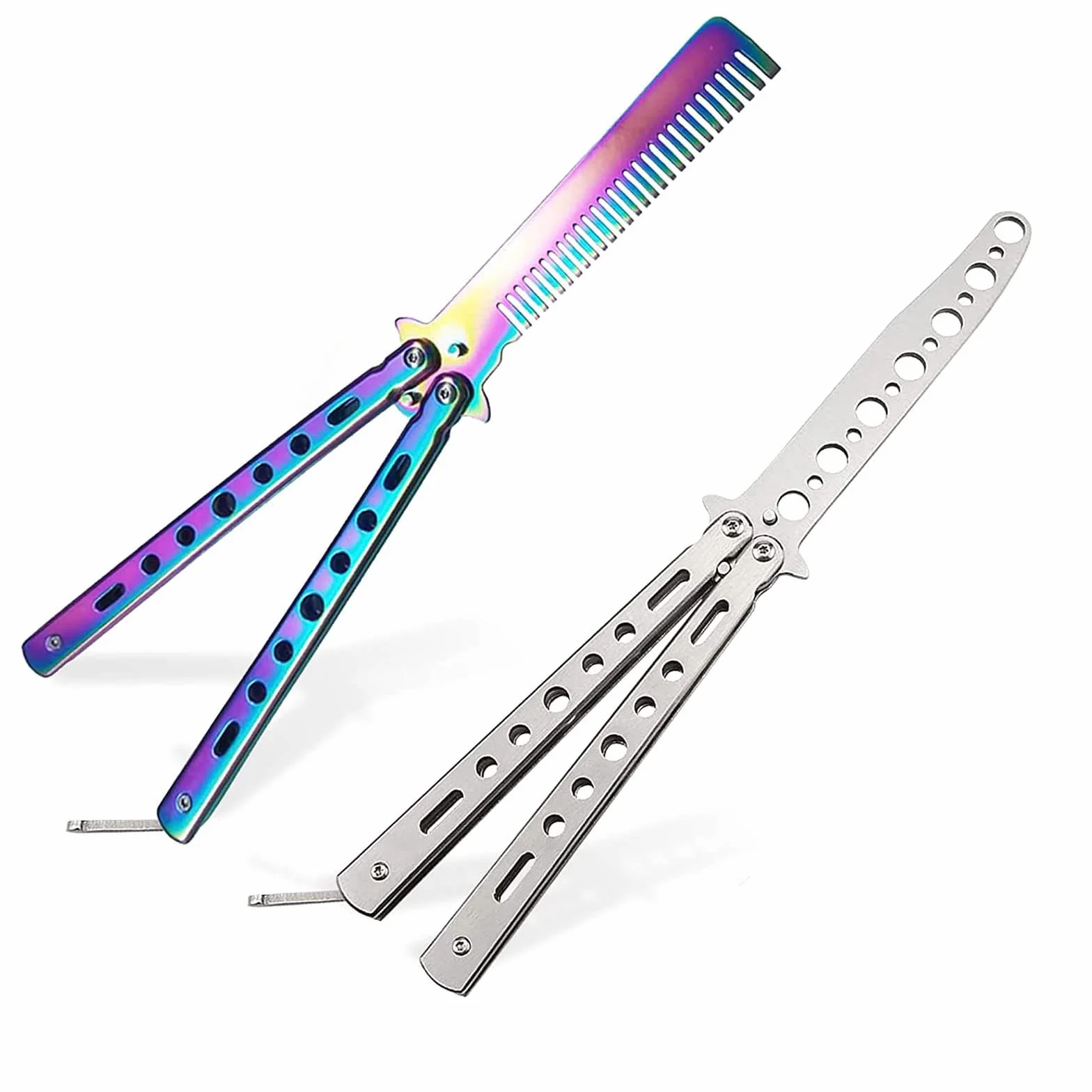 Peine de Metal de Entrenamiento, Navaja Mariposa, Cuchillo Balison, Acero, Practica Trucos Volteo Principiantes