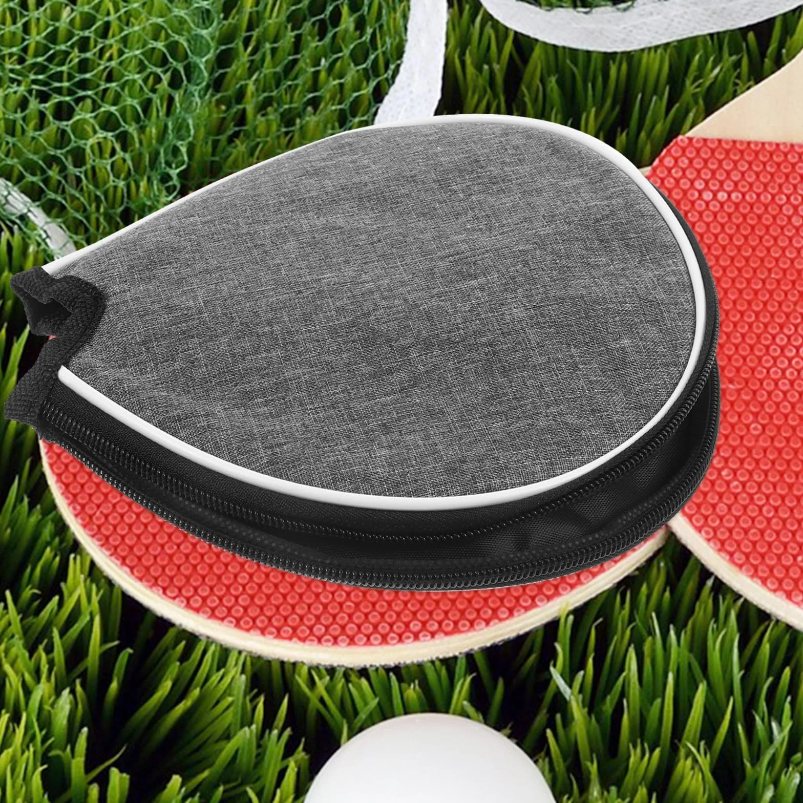 Toyvian Funda para Pala de Tenis de Mesa Semicírculo Gris Bolsa Almacenamiento Raqueta y Balones