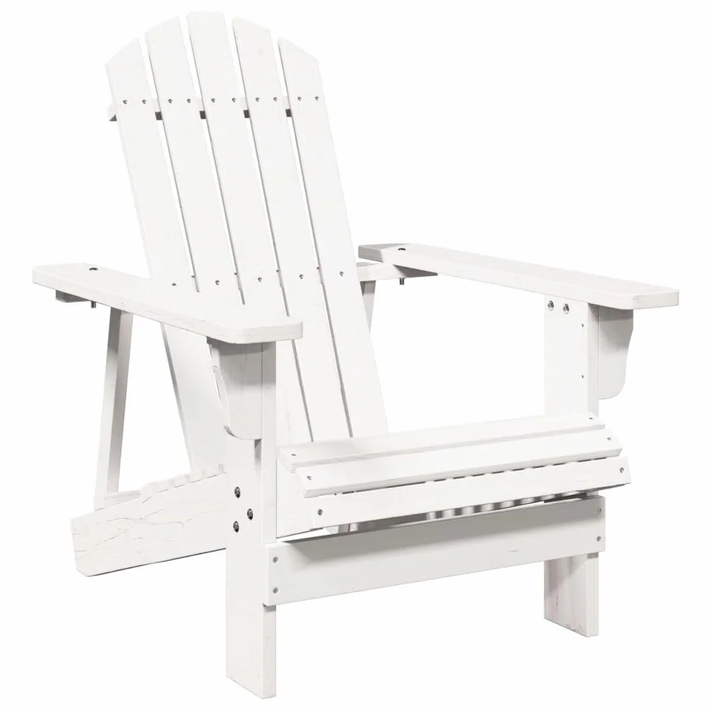 vidaXL Silla Adirondack Madera Maciza de Abeto Blanco 69x85x90,5 cm