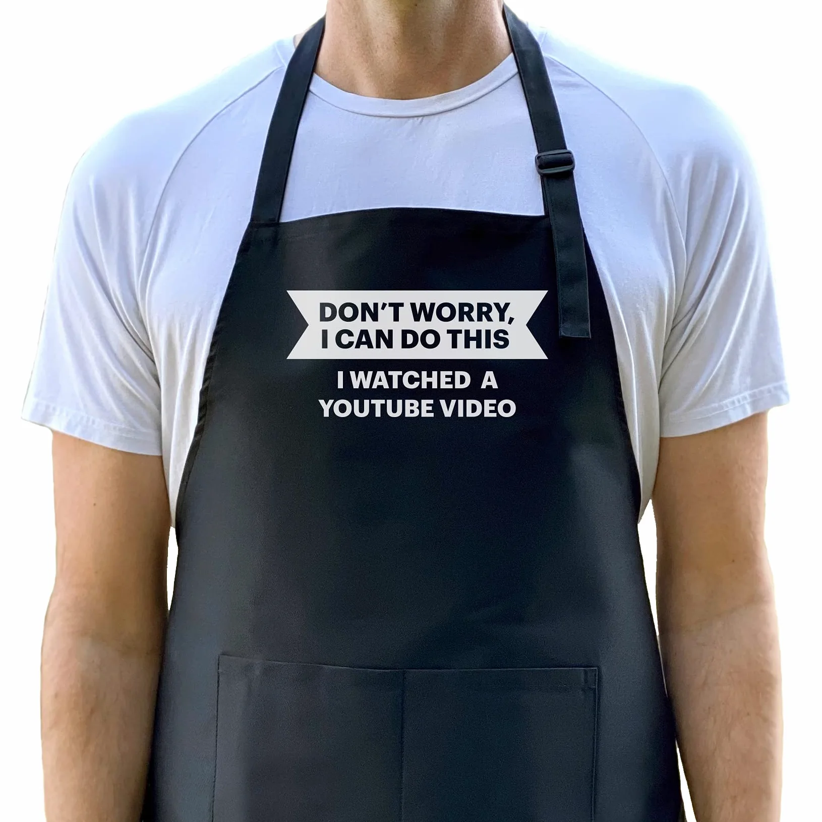 Delantal divertido para hombre, con texto en inglés "Don't Worry I Can Do This I Watched a YouTube", divertido delantal para papá