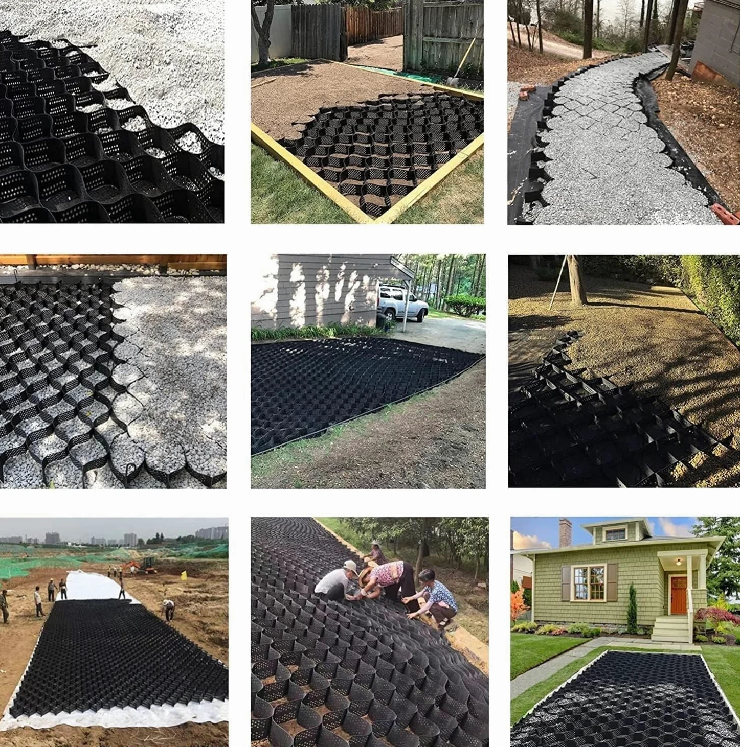 Sistema de pavimentación de rejilla de grava de 2 pulgadas de alto, estabilizador permeable para estacionamiento, entradas, patios, pasarelas y pendientes, solución de pavimentación de grava de