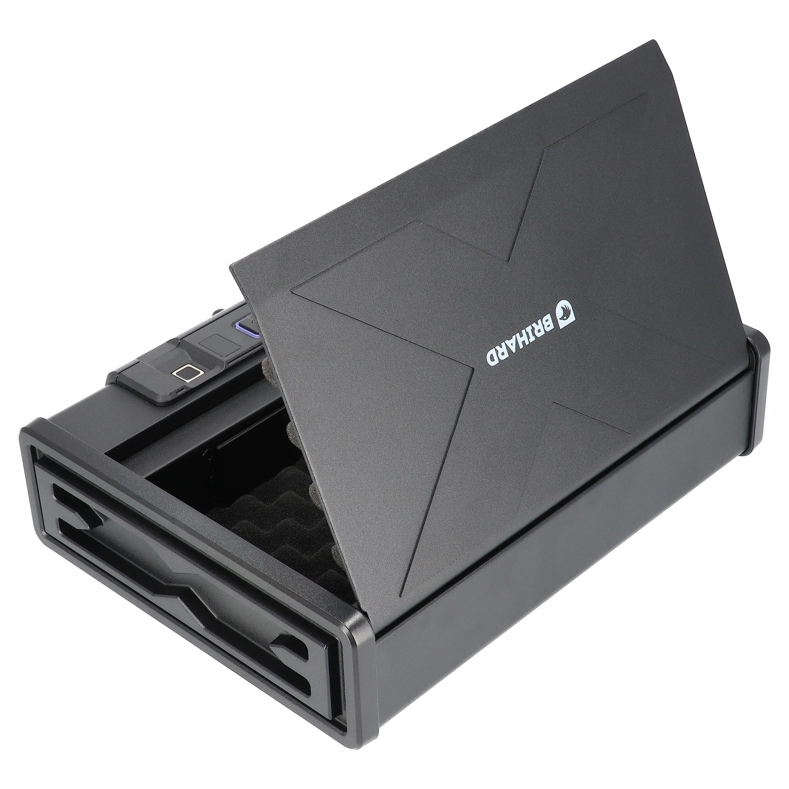 Caja fuerte portátil biométrica para pistola con lector de huellas dactilares y teclado retroiluminado, cable de acero
