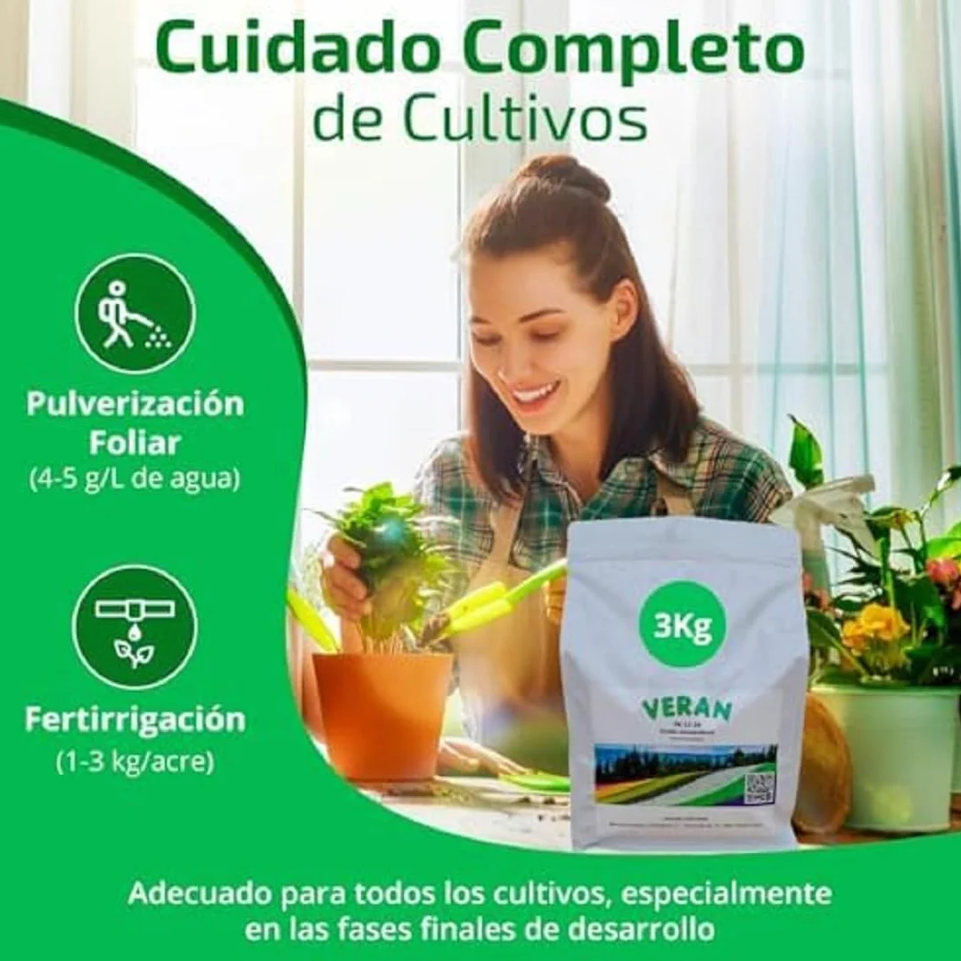 VERAN | Fertilizante de Fosforo y Potasio para Flores, Citricos y Huerto 3Kg | PK 52-34 | Estimula el Crecimiento y el Florecimiento Hidrosoluble | Fertilizante con Fosforo y Potasio
