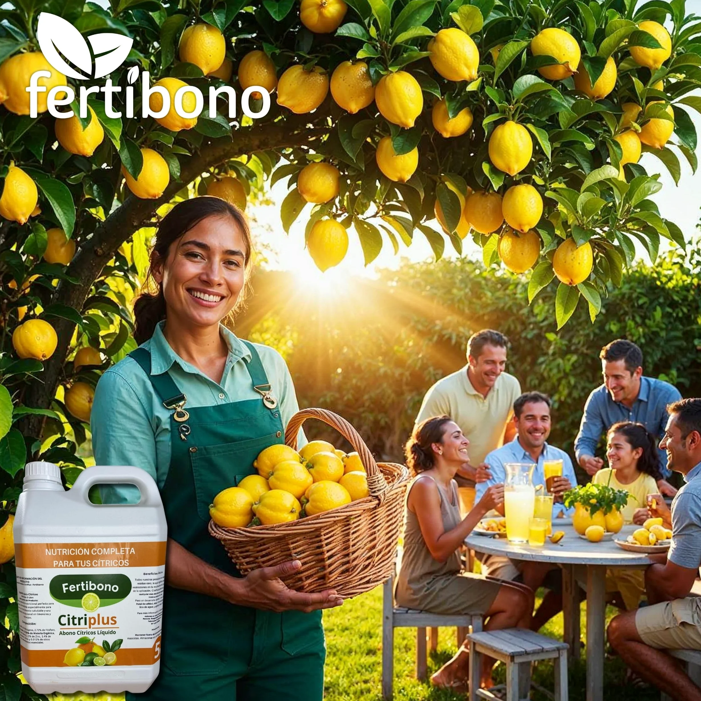 Fertibono CitriPlus Abono Cítricos 5L Rico en Hierro Zinc Calcio Manganeso Magnesio AminoAcidos NPK Ecológico Residuo Cero
