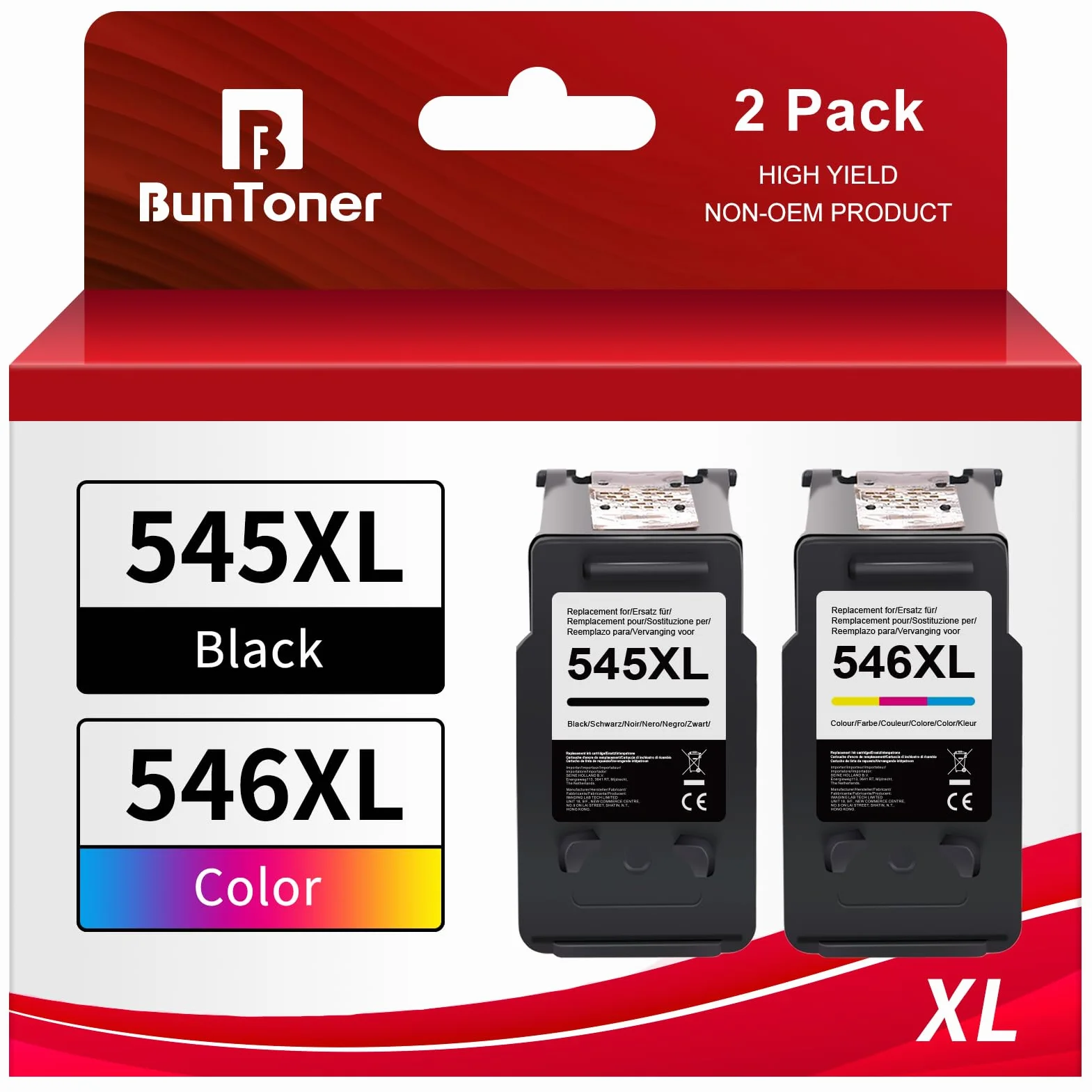 Cartuchos PG-545XL CL-546XL para Canon Pixma TS3150 TS3151 TS3351 TS3350 MG2550 MG2550S MG2950 MG3050 Negro Color 2-Pack