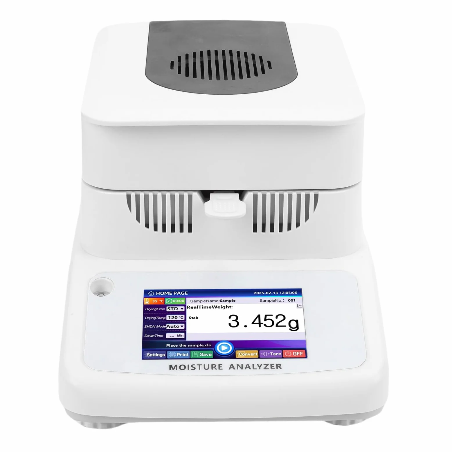 Analizador de Contenido de Agua de Calefacción Halógena, Medidor con Pantalla Táctil de 120 G para Alimentación de Maíz, Precisión de 0,002 G, con Acero Inoxidable, (Enchufe europeo 220V)