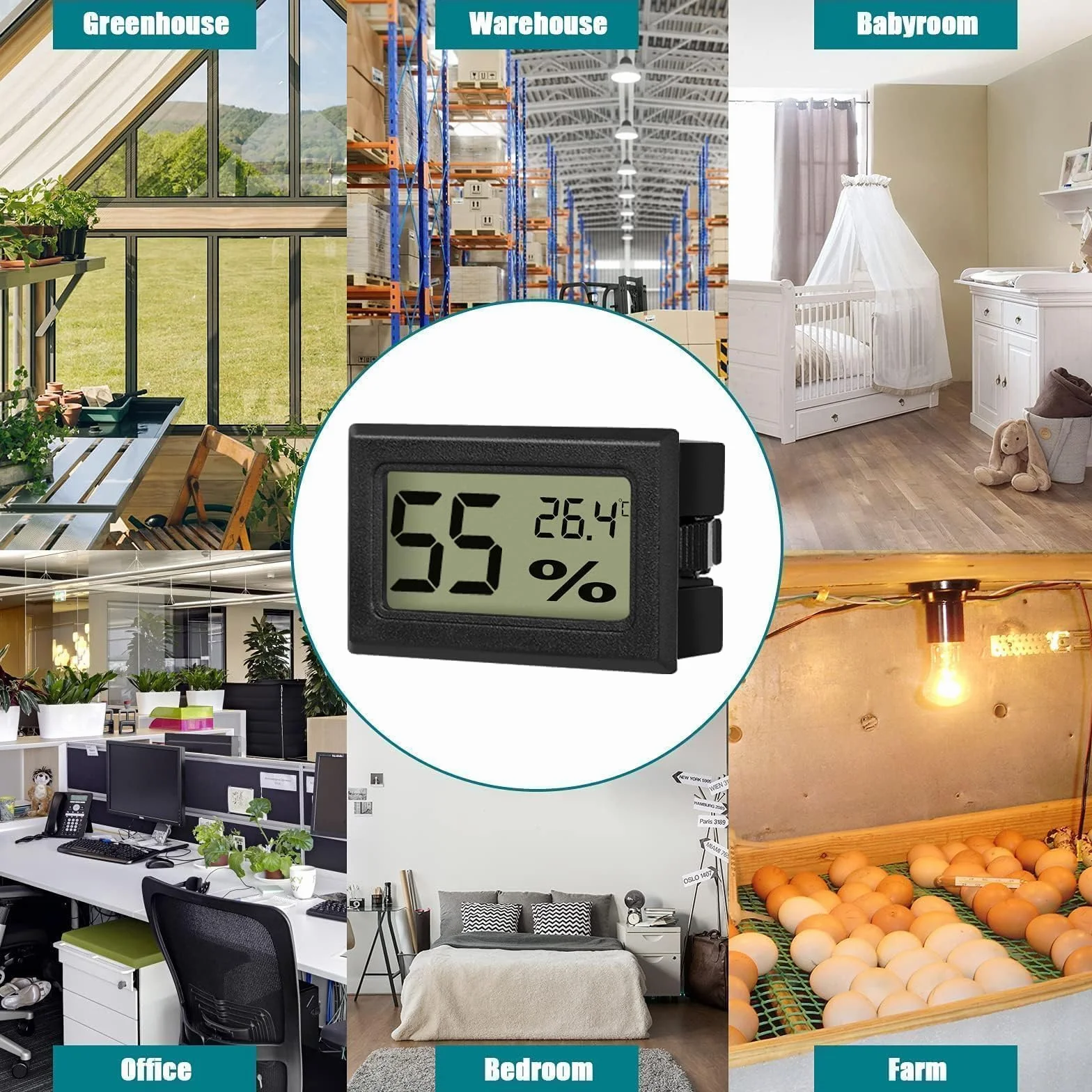 EEEKit Pack de 8 Mini Termómetros Higrómetros Digitales, Monitor de Humedad y Temperatura Ambiente Interior para el Hogar, Celsius