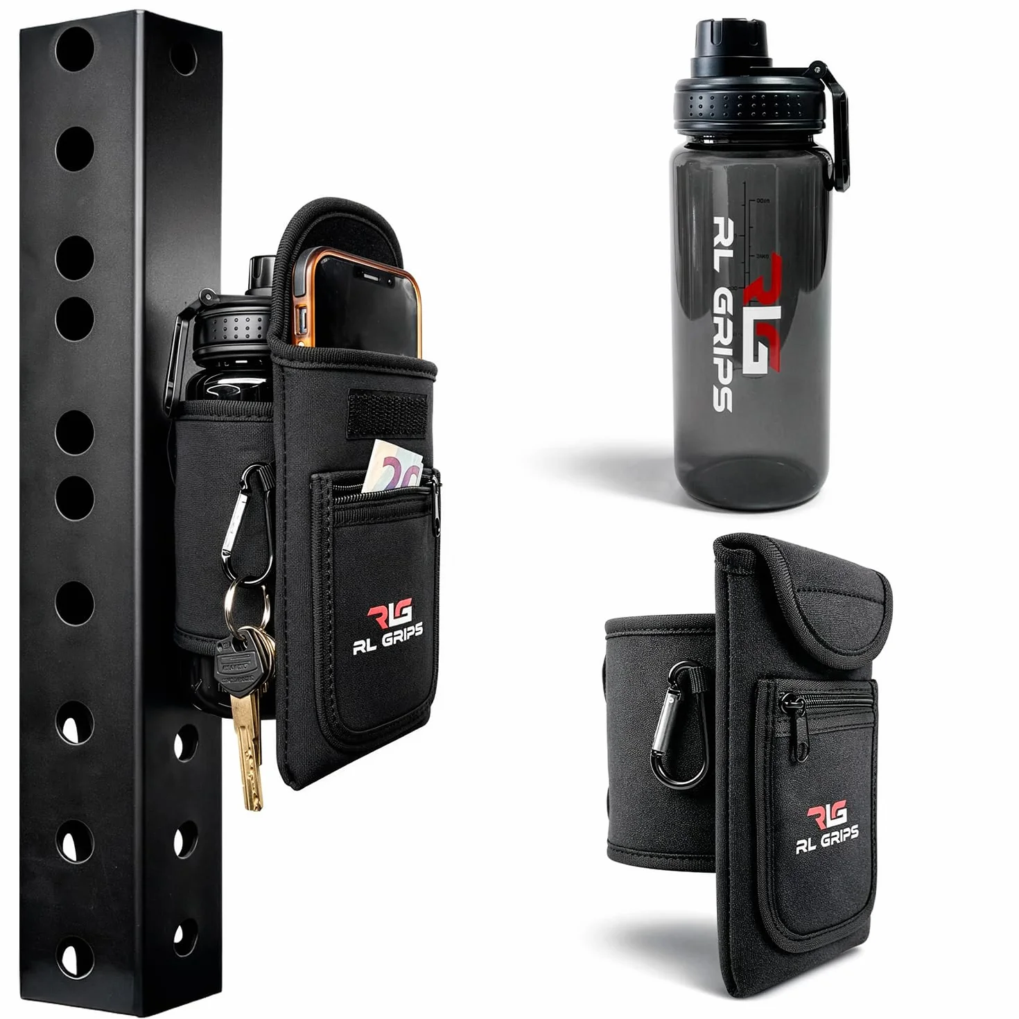 RL Grips Bolsa Magnética Gym para Botella y Móvil – Funda Magnética Gimnasio con Imanes Potentes