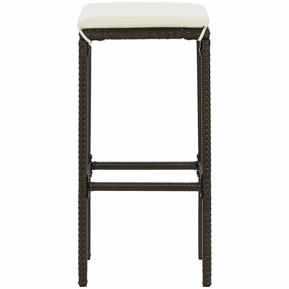 vidaXL Set de Bar para Jardín 4 Piezas y Cojines Asiento Silla Mesa Patio Terraza Barra Bistró Muebles Mobiliario Ratán Sintético Marrón