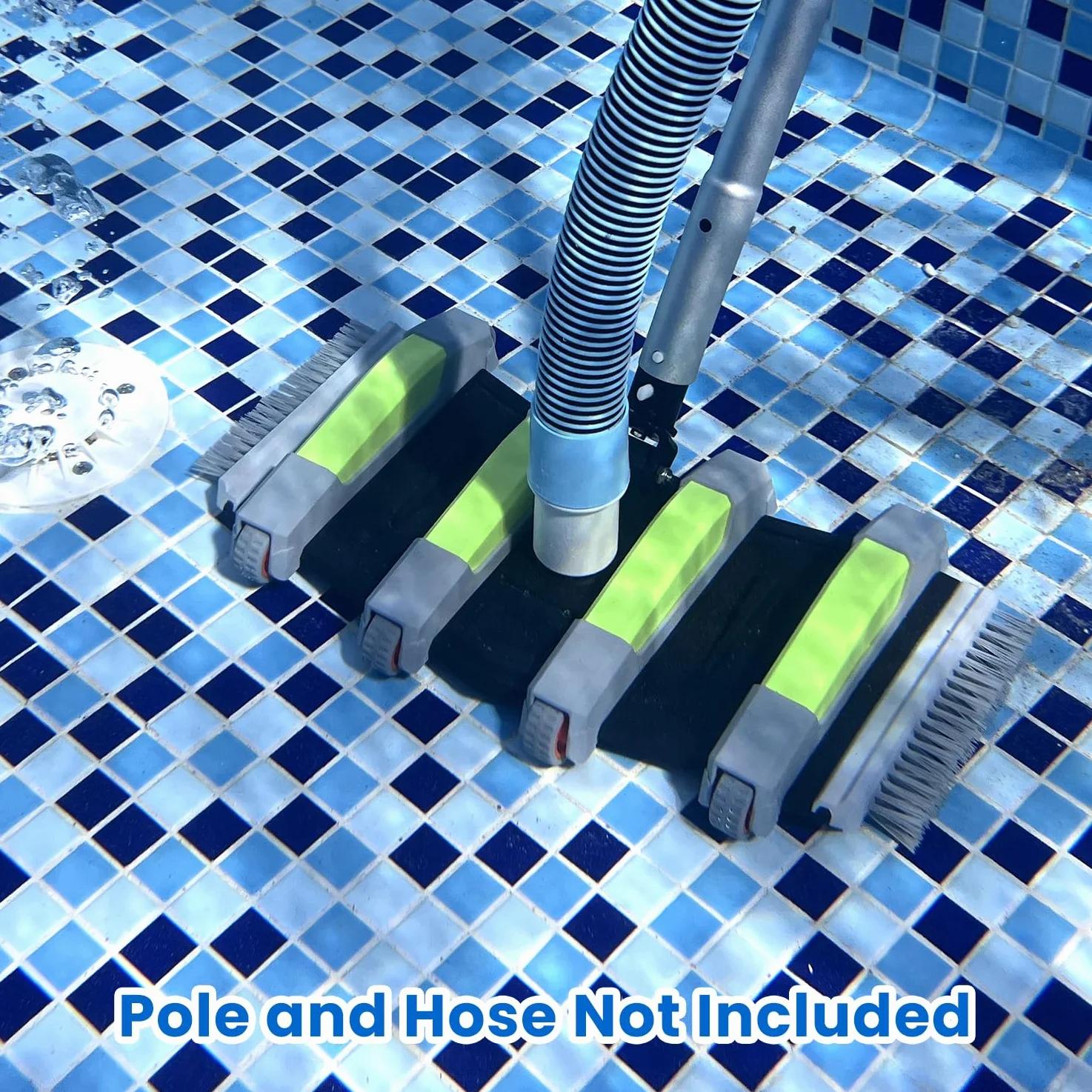 Sepetrel Cabezal de vacío de piscina resistente con ruedas y mango de aluminio, cabezal de vacío flexible con peso profesional