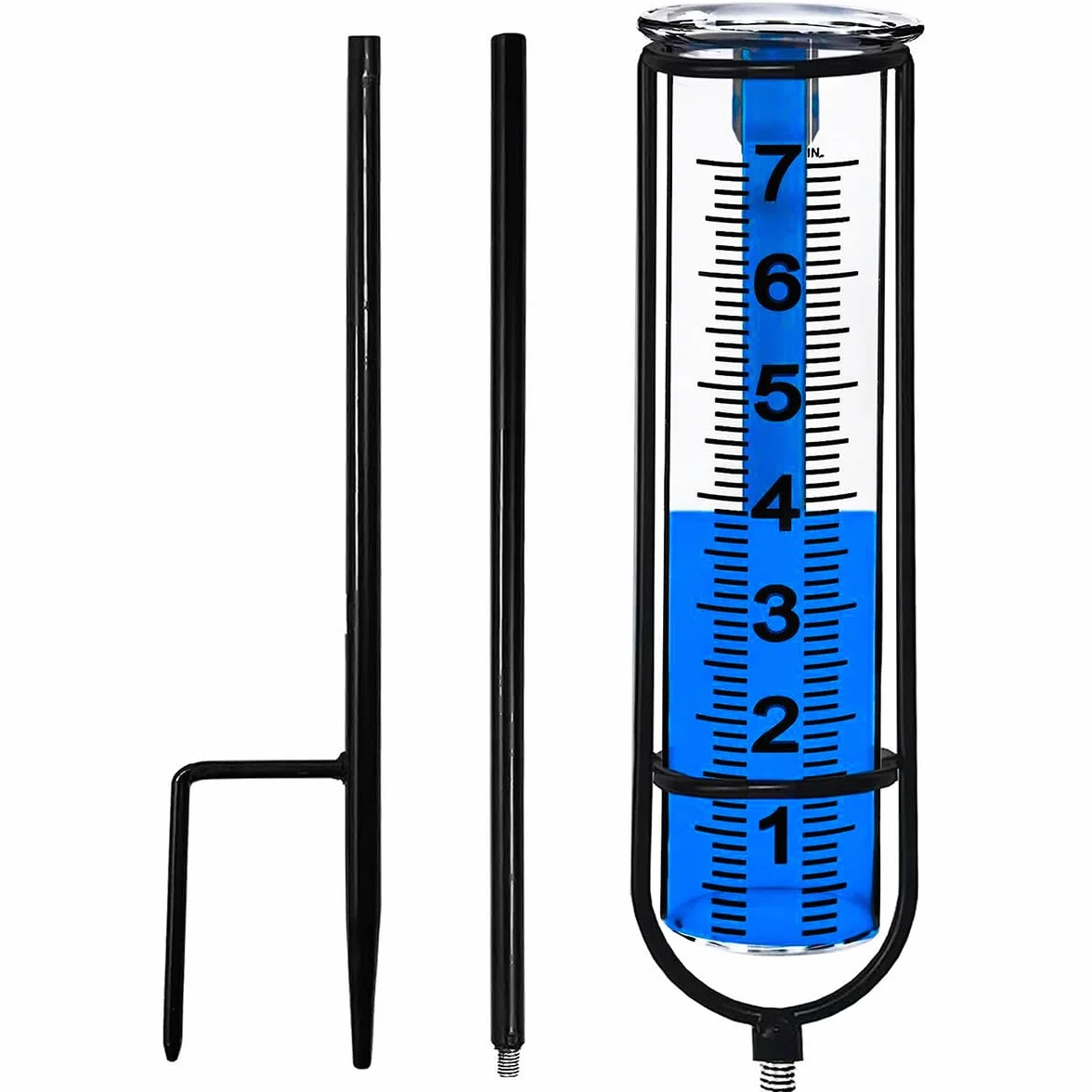 Pluviómetro de plástico para Exteriores con Soporte de Hierro, Resistente al frío, a Las Grietas y a la deformación, Ideal para la decoración de Jardines y céspedes.
