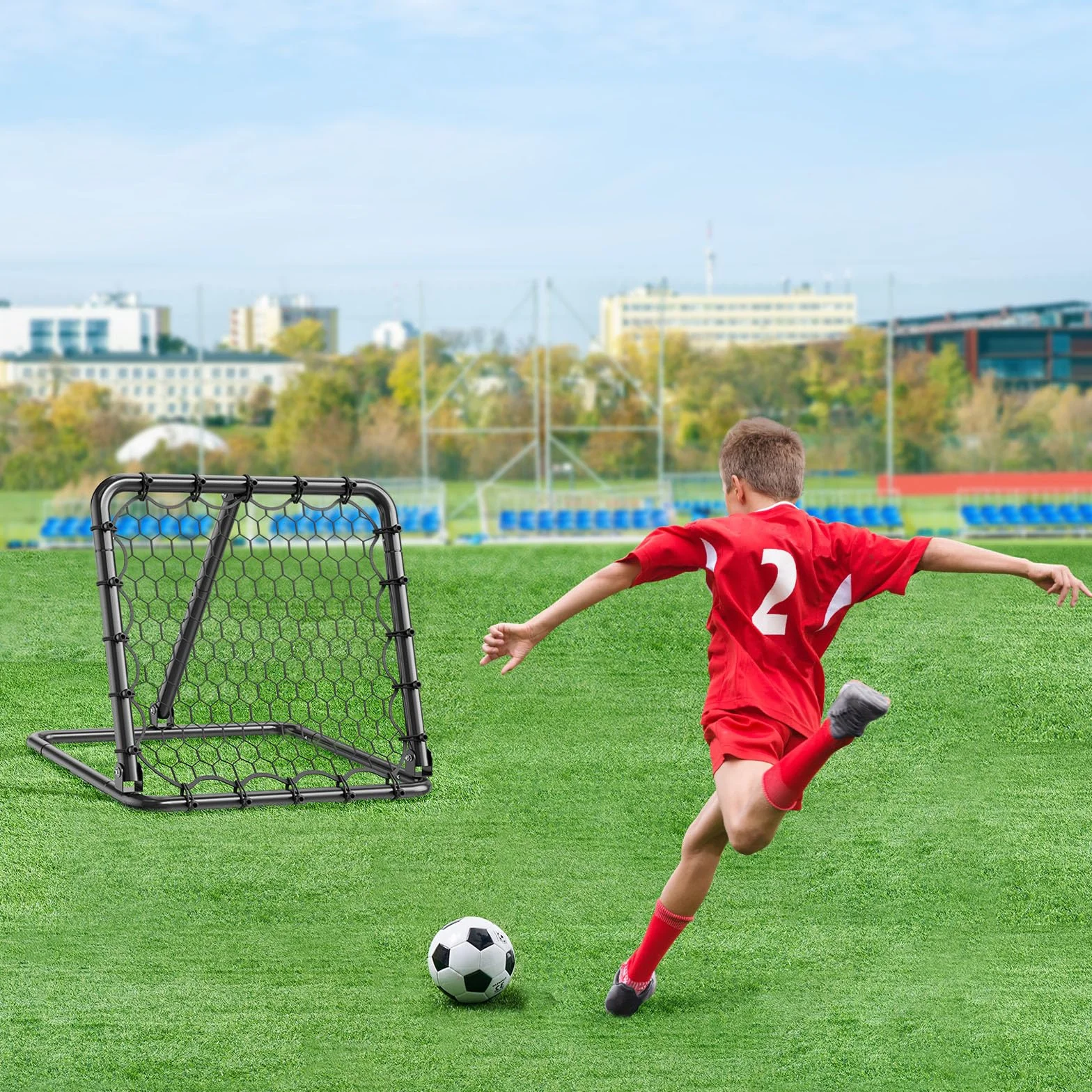 VEVOR Red de Rebote para Fútbol Portátil, Ángulos Ajustables, 850 x 865 x 860 mm