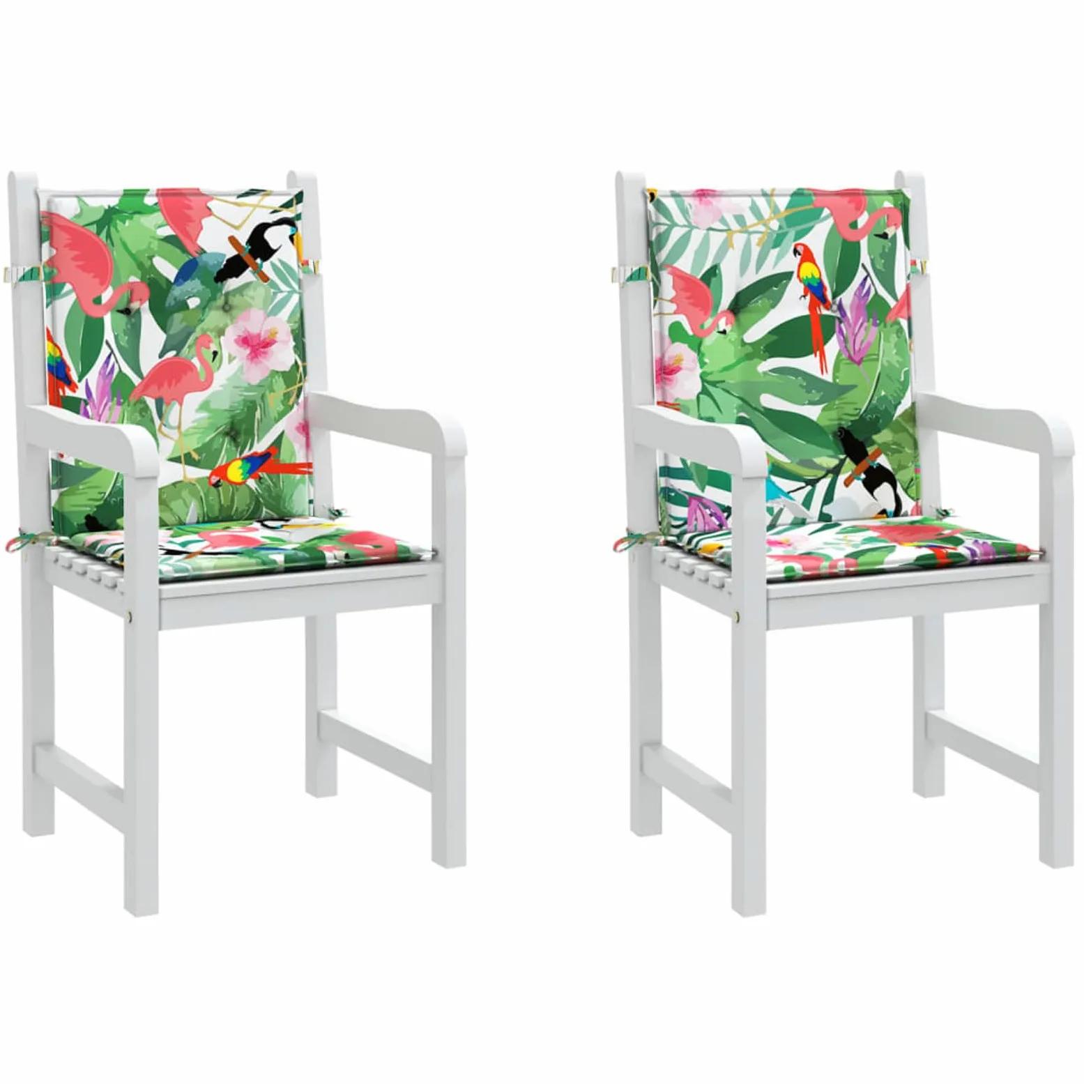 Cojines para Silla con Respaldo bajo 2 uds Tela Multicolor, Cojines para Butacas De Jardin, Cojines Sillas Cocina, Cojines para Sillas De Terraza, Cojin Silla Exterior - 361325