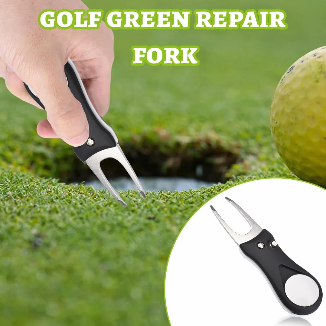 Herramienta Multifunción de Reparación de Golf con Cuchara de Acero Inoxidable y Marcador de Pelota