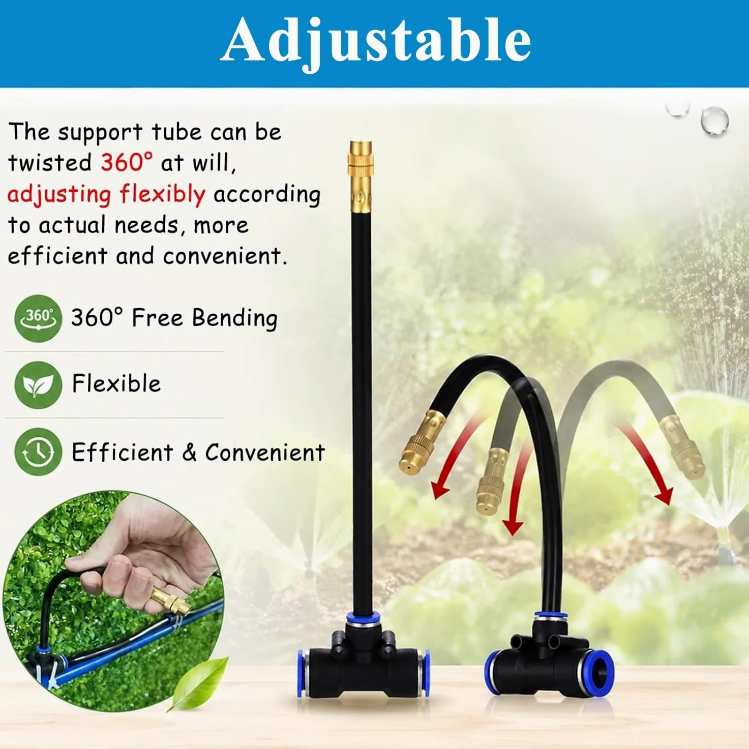 Kit de sistema enfriamiento por nebulización PE | Sistema de enfriamiento de nebulización de varios tamaños negros for patio al aire libre(20m/65.6ft)