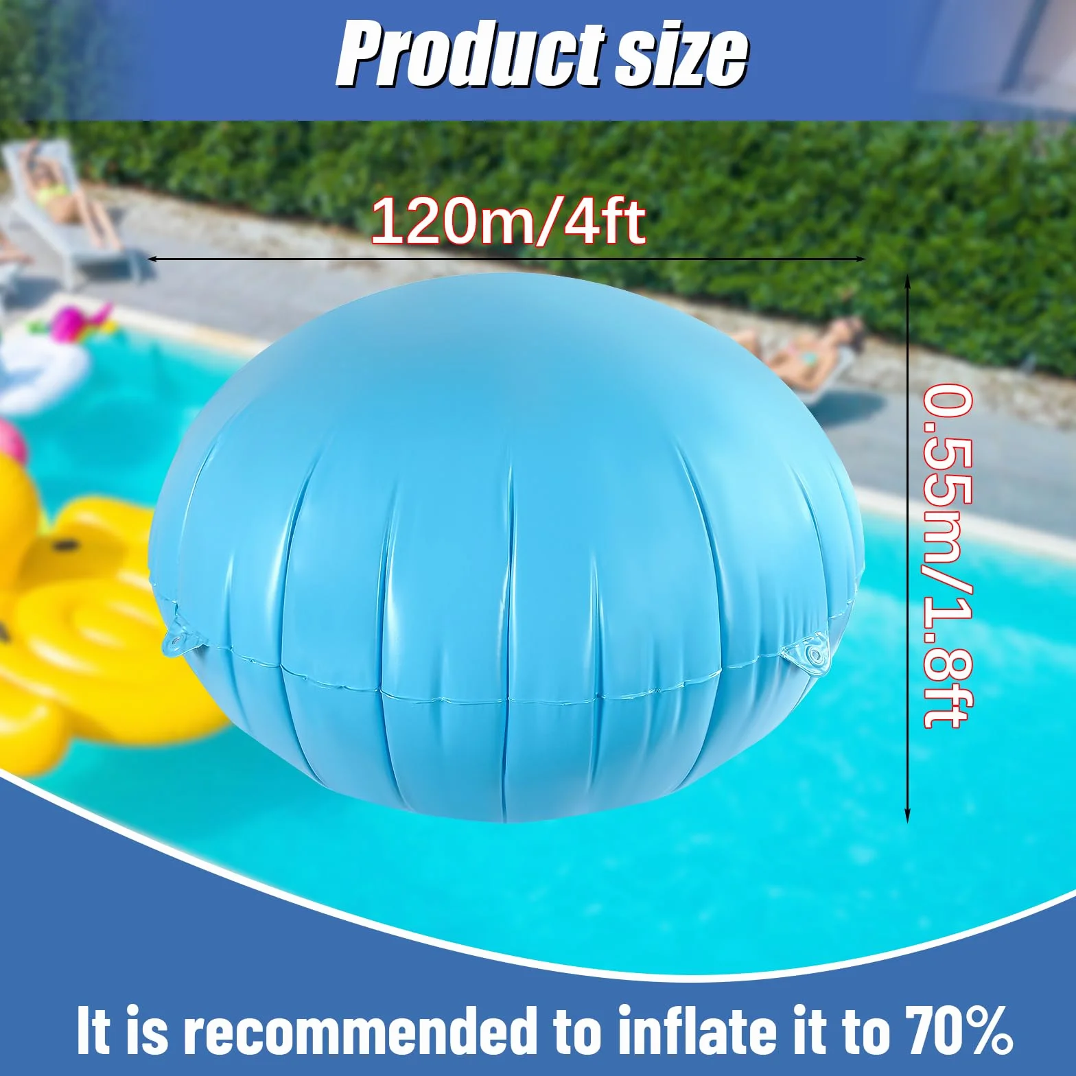 Cojín de Piscina Invierno, 4 Pies/120 CM Cojín de Aire de Piscina, Cojíns de Invierno para Piscinas, Adecuado para Proteger Piscinas Durante El Inviernos Y Las Inclemencias del Tiempo