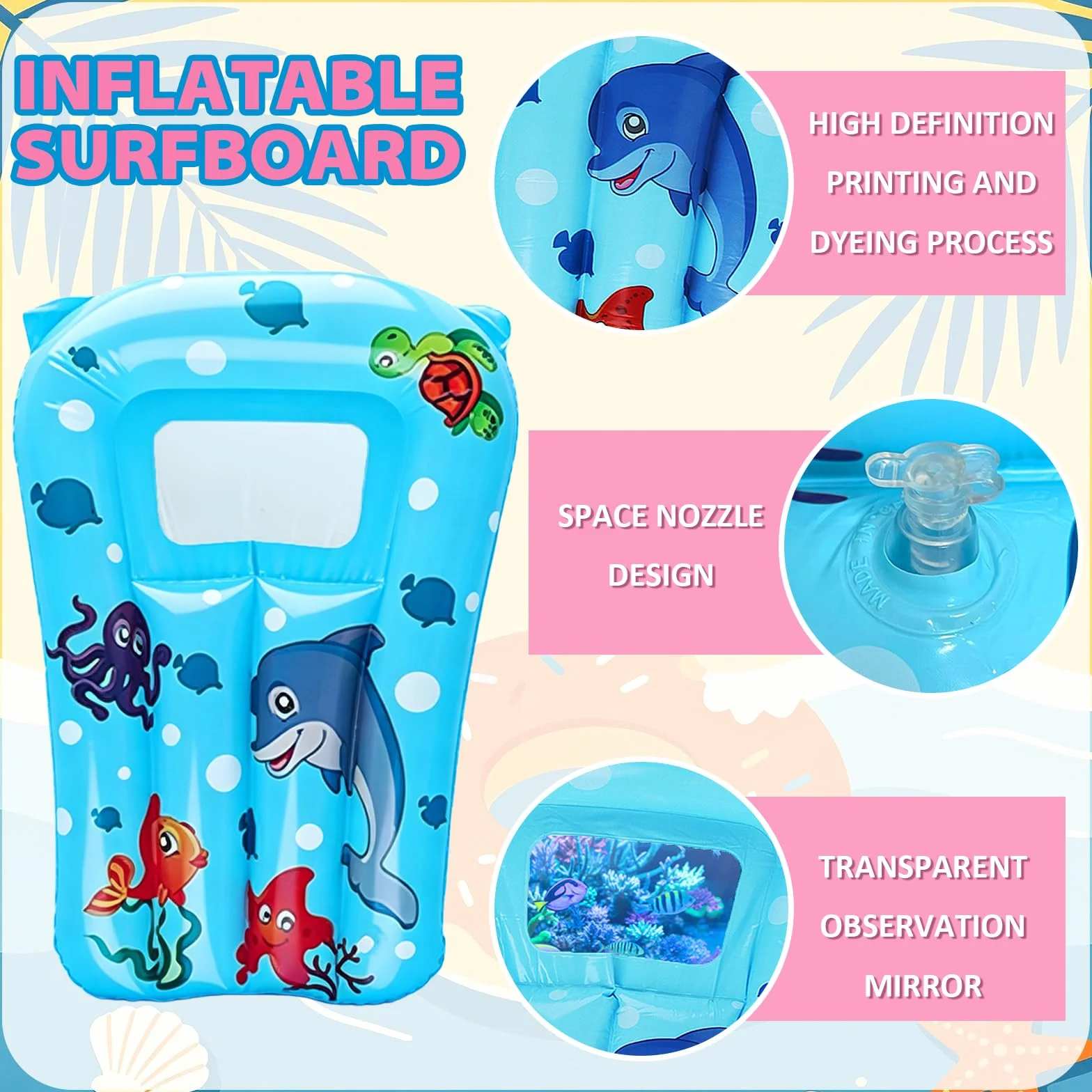 Tabla Bodyboard Hinchable Inflatable Surf Board para Toboganes Acuáticos Playas Piscinas