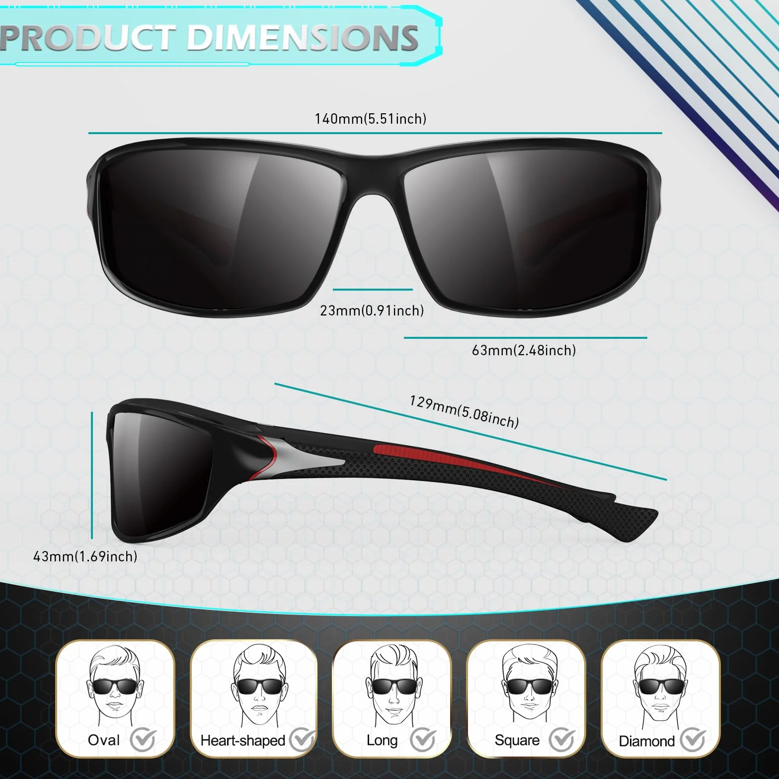 Sunier Gafas de Sol Polarizadas Deportivas UV400 Hombre Mujer