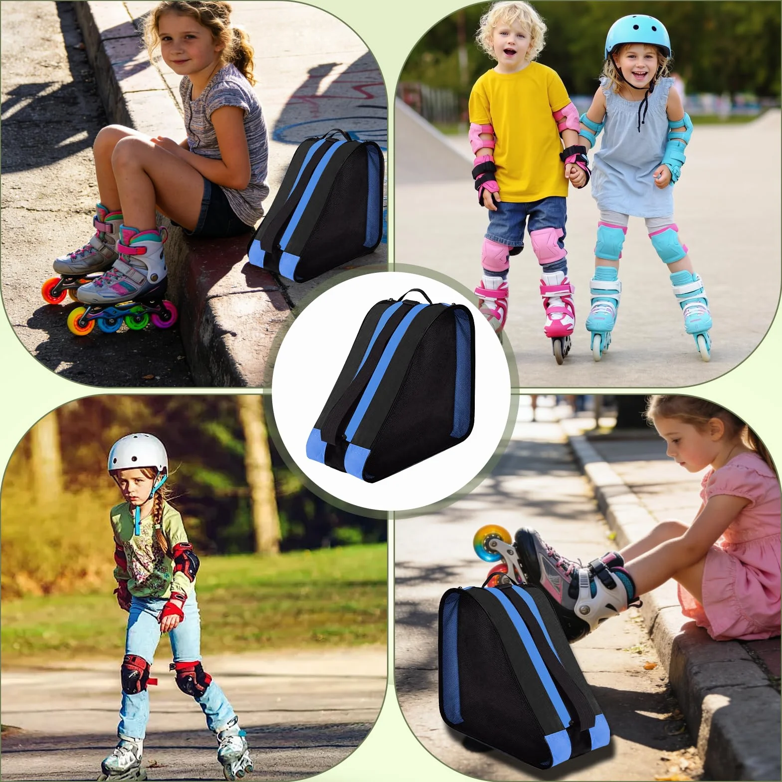 Bolsa para patines de hielo con correa ajustable para niños