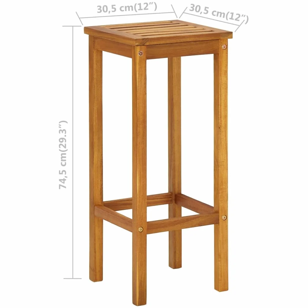 vidaXL Juego de Muebles de Bar de Balcón Jardín 3 Piezas Patio Balcón Bar Bistró Pub Comedor Mostrador Taburete Mesa Alta Madera Maciza de Acacia