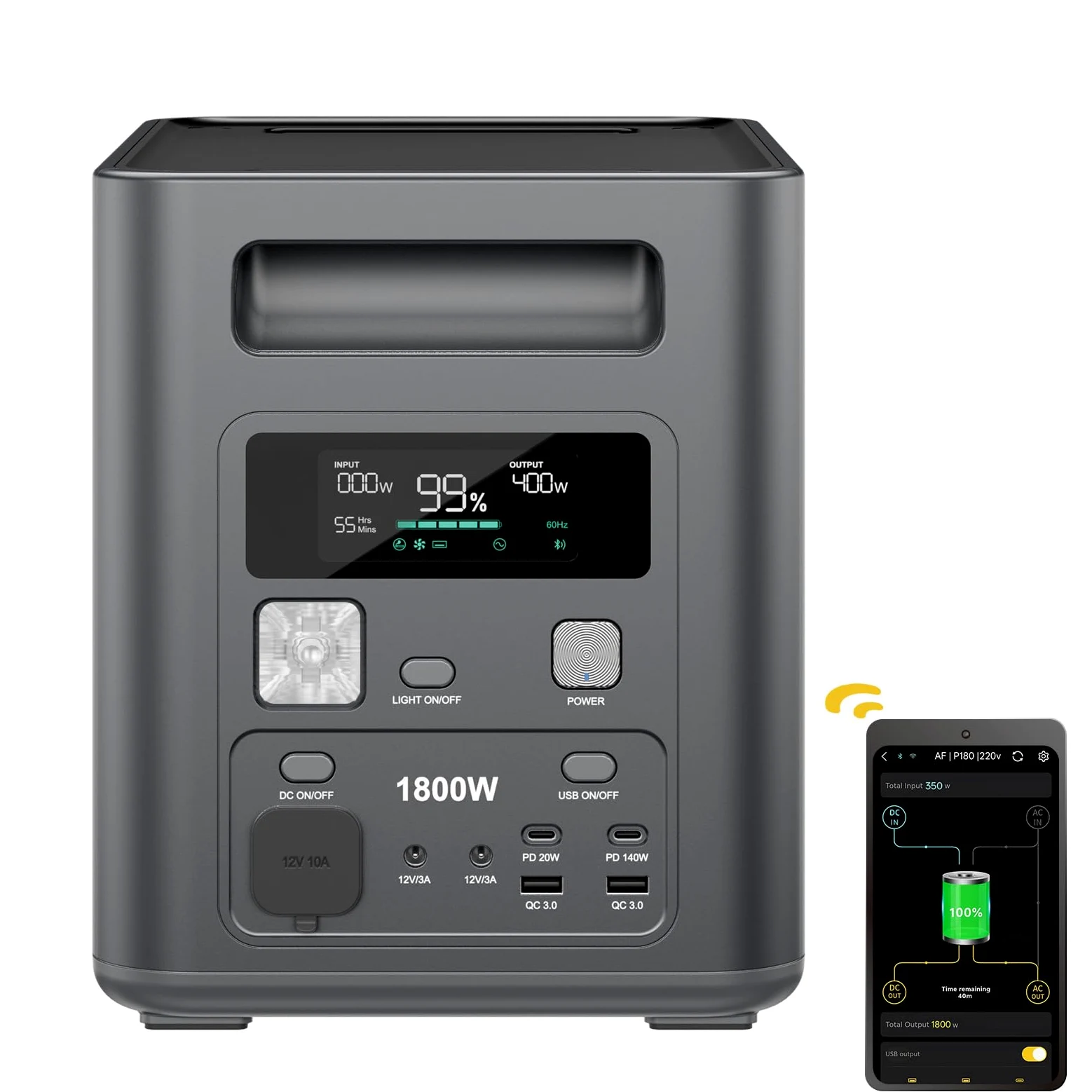 AFERIY 1800 W 1024 Wh estación eléctrica portátil, P180 Generador eléctrico solar, carga rápida 0-90% en 60 min, 220 V-240 V, batería móvil LiFePO4 con UPS, BMS, para camping, carretera, vacaciones