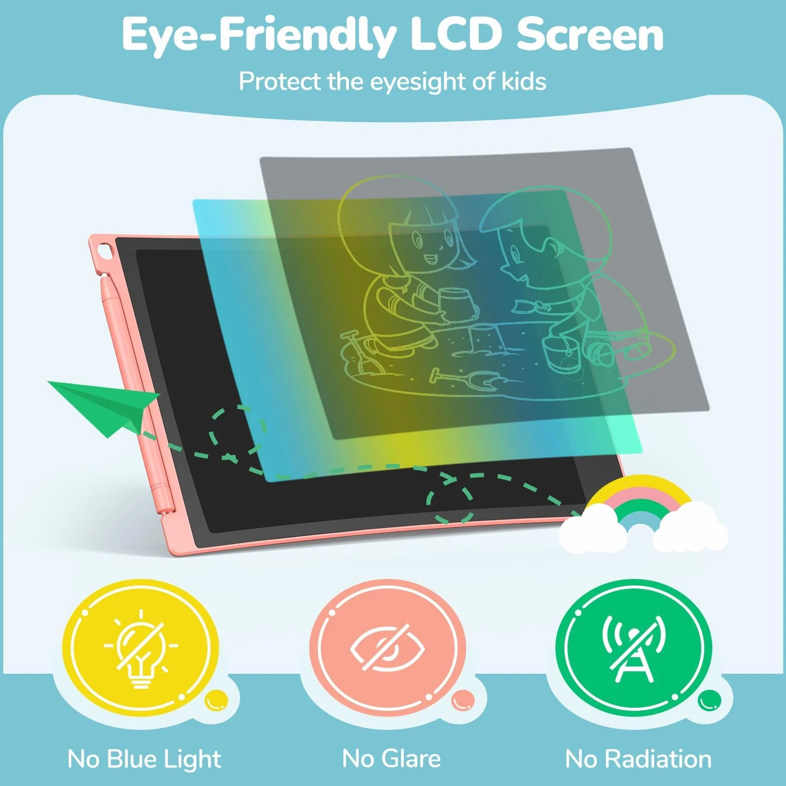 TECJOE Tableta Escritura LCD Color 8.5 Pulgadas Paquete 3, Pizarra Electrónica Gráfica Regalo Niño 3-7 Años